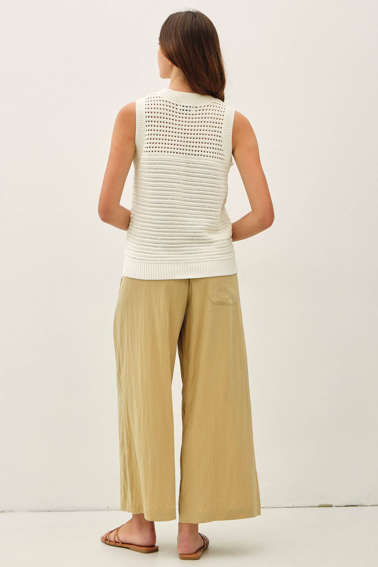 Textured Crochet Sleeveless Sweater