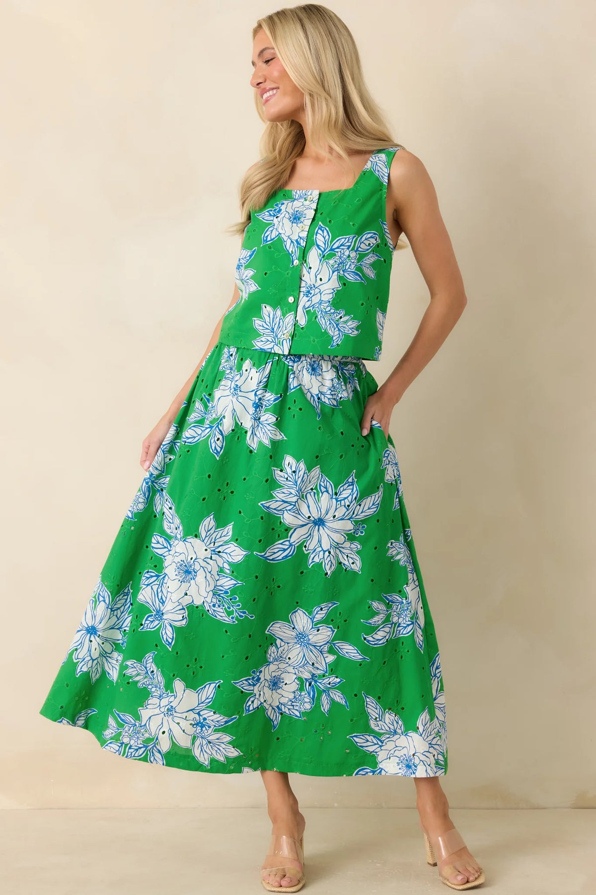 Botanical Print Sleeveless Top