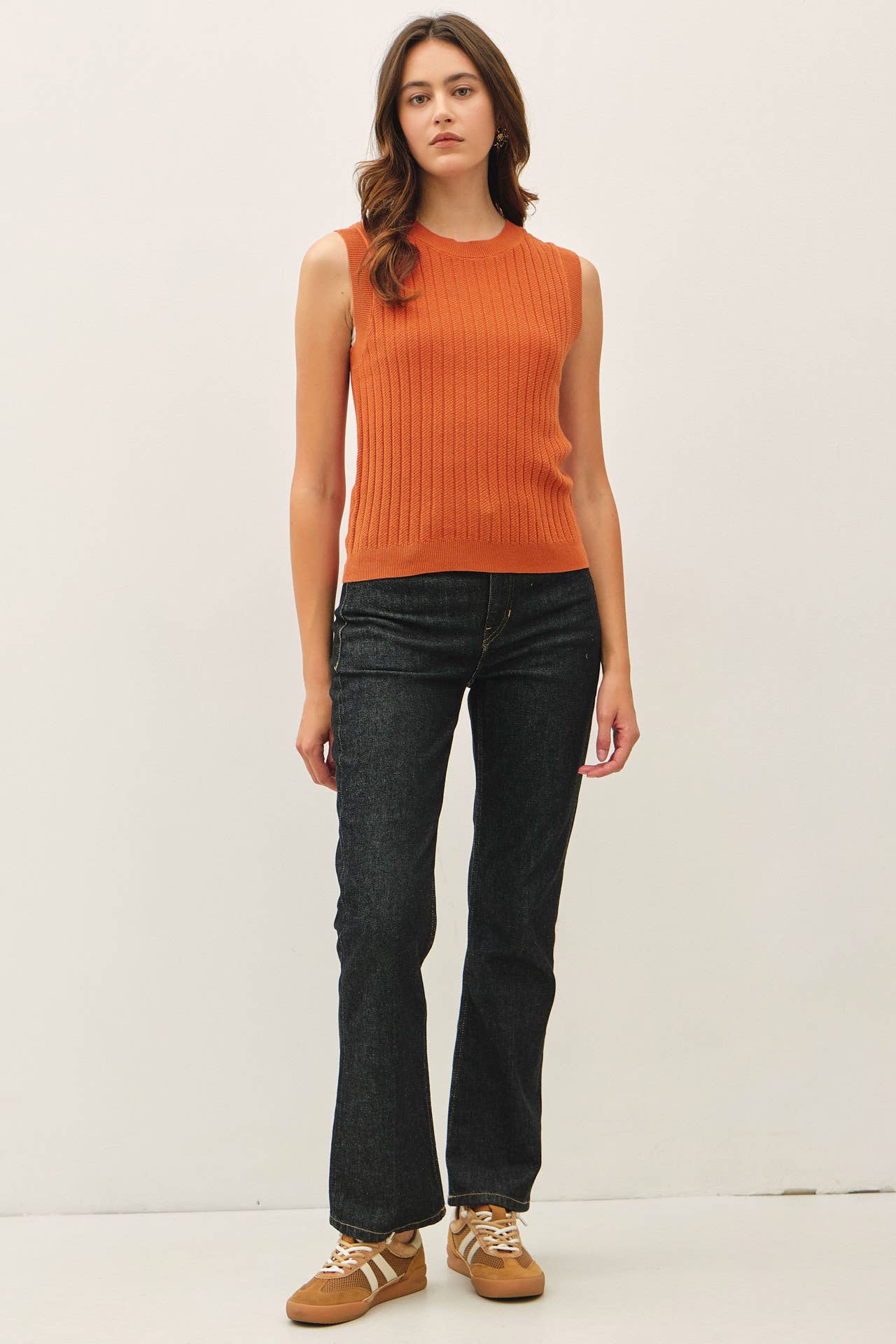 Texture Ribbed Classic Cut Sweater Tank
