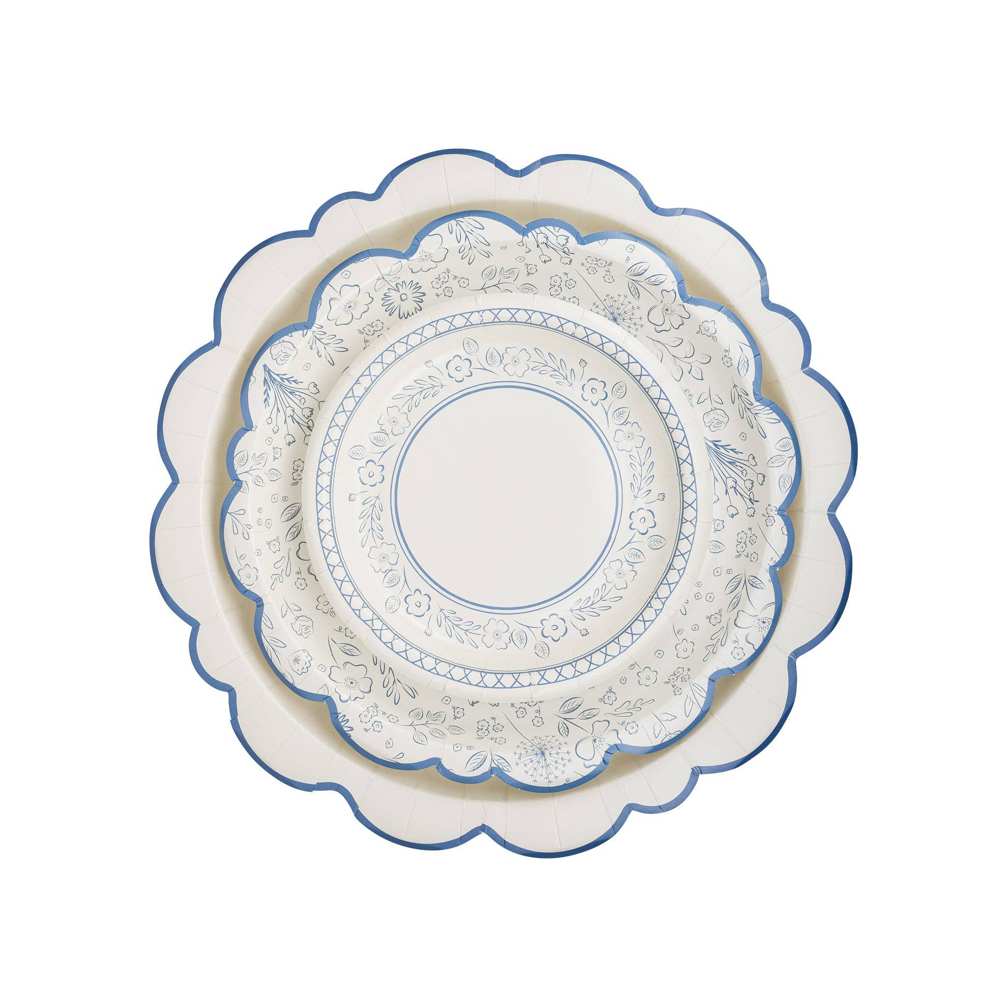 Pembroke Cream with Blue Edge Paper Plate