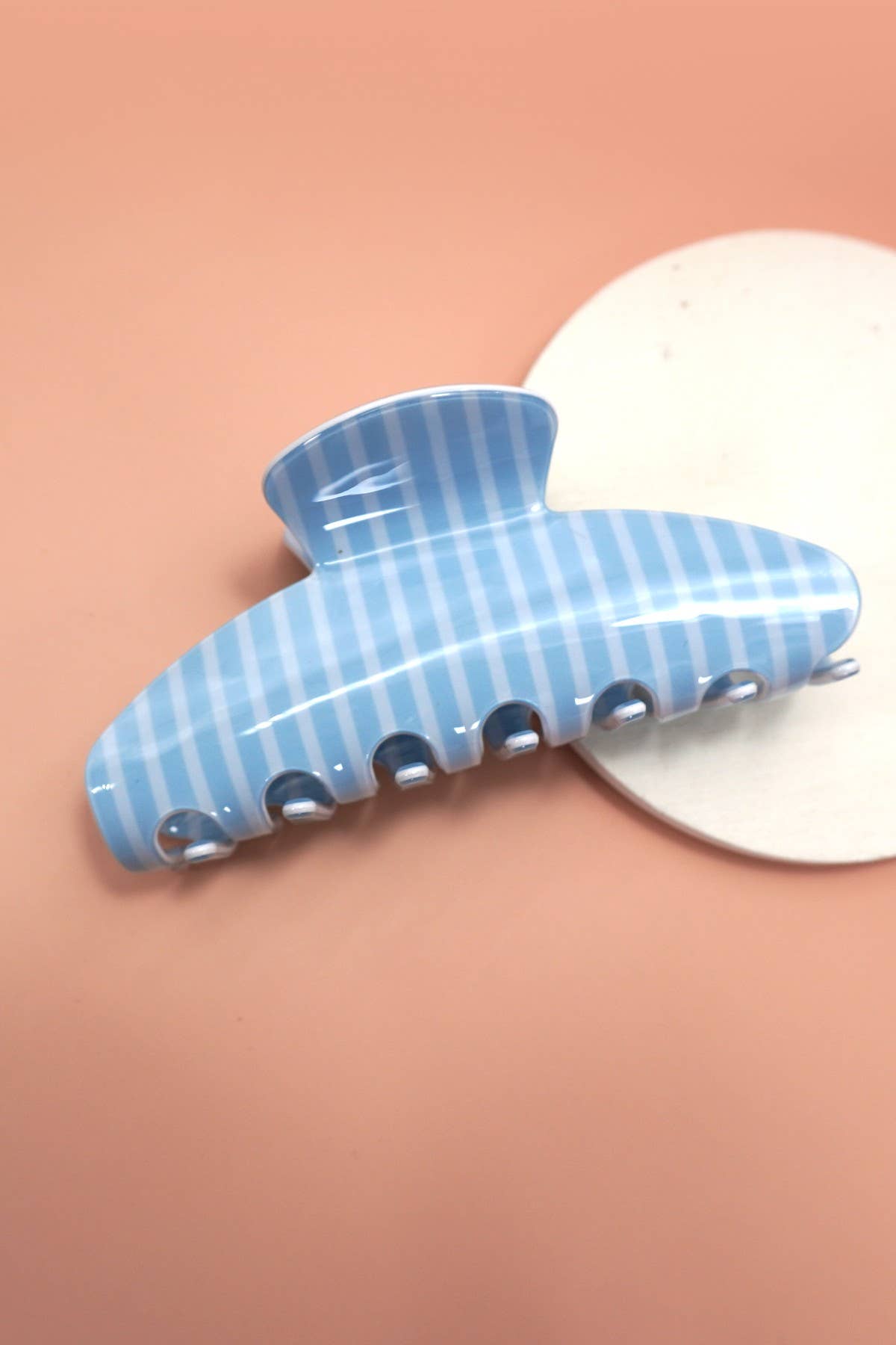 Jumbo Stripe Plaid Oval Hair Claw Clips