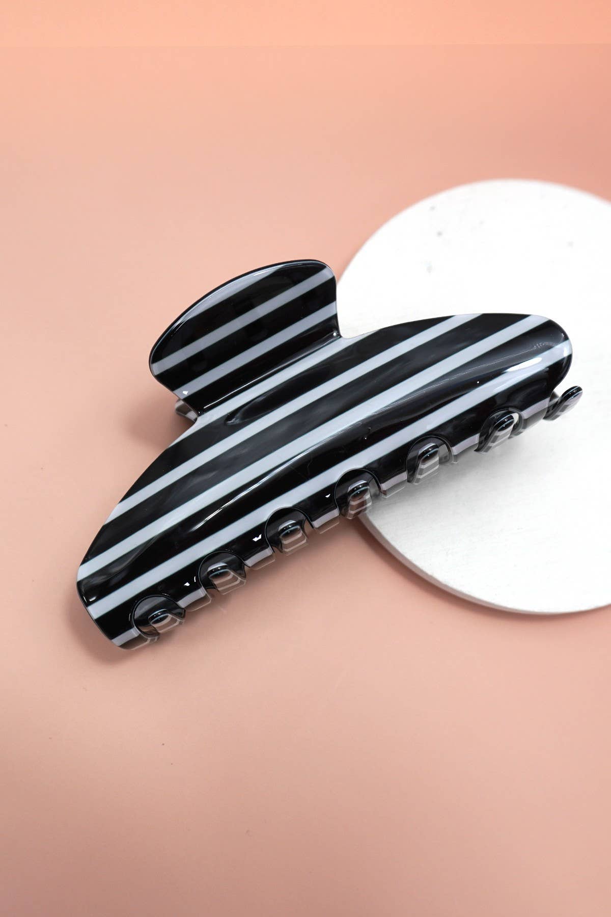 Jumbo Stripe Plaid Oval Hair Claw Clips