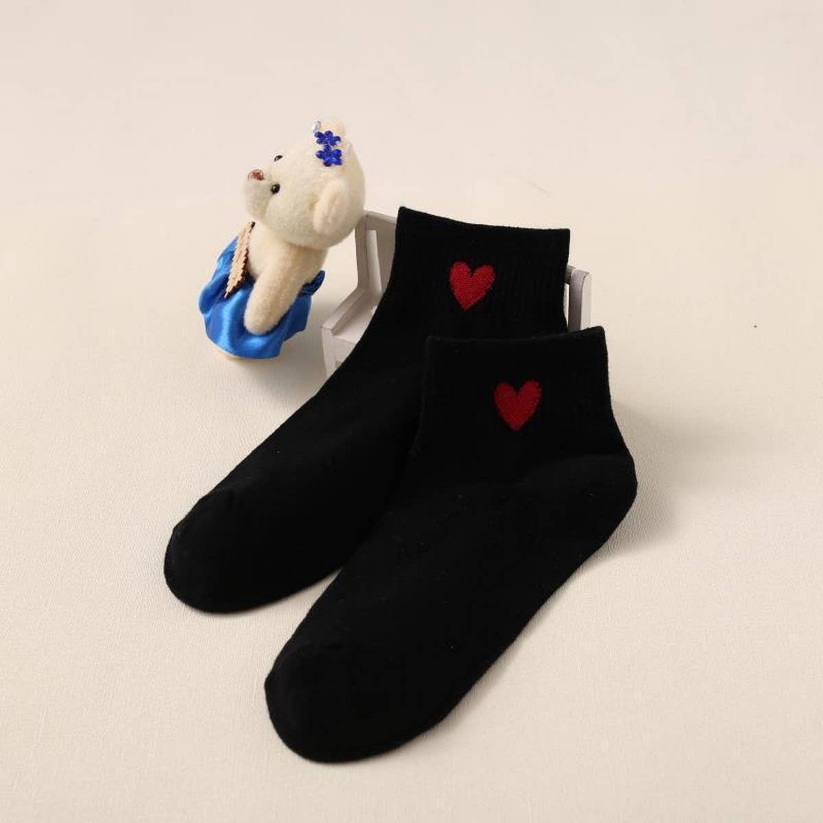 Cute Heart Cotton Ankle Socks Women Casual