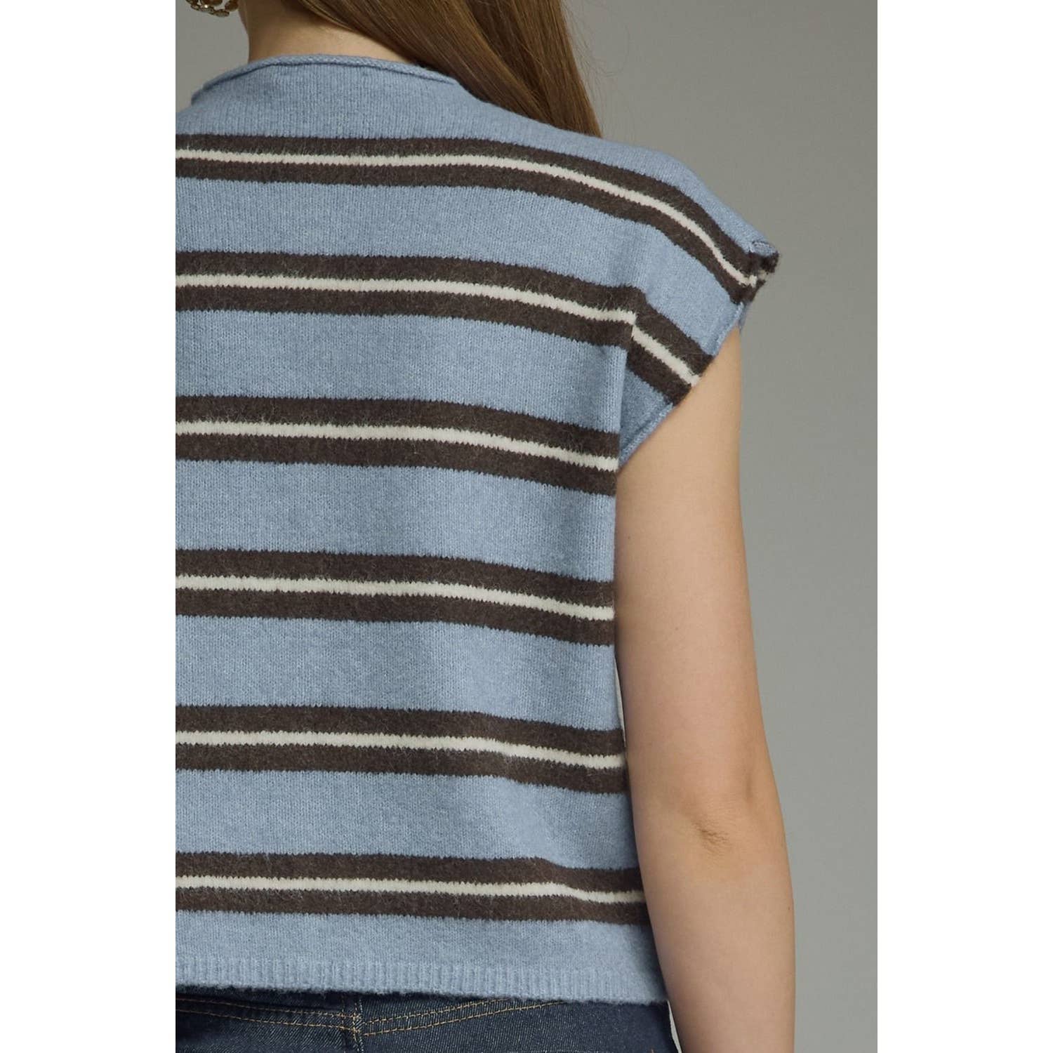 New Stripe Cap Sleeve Top