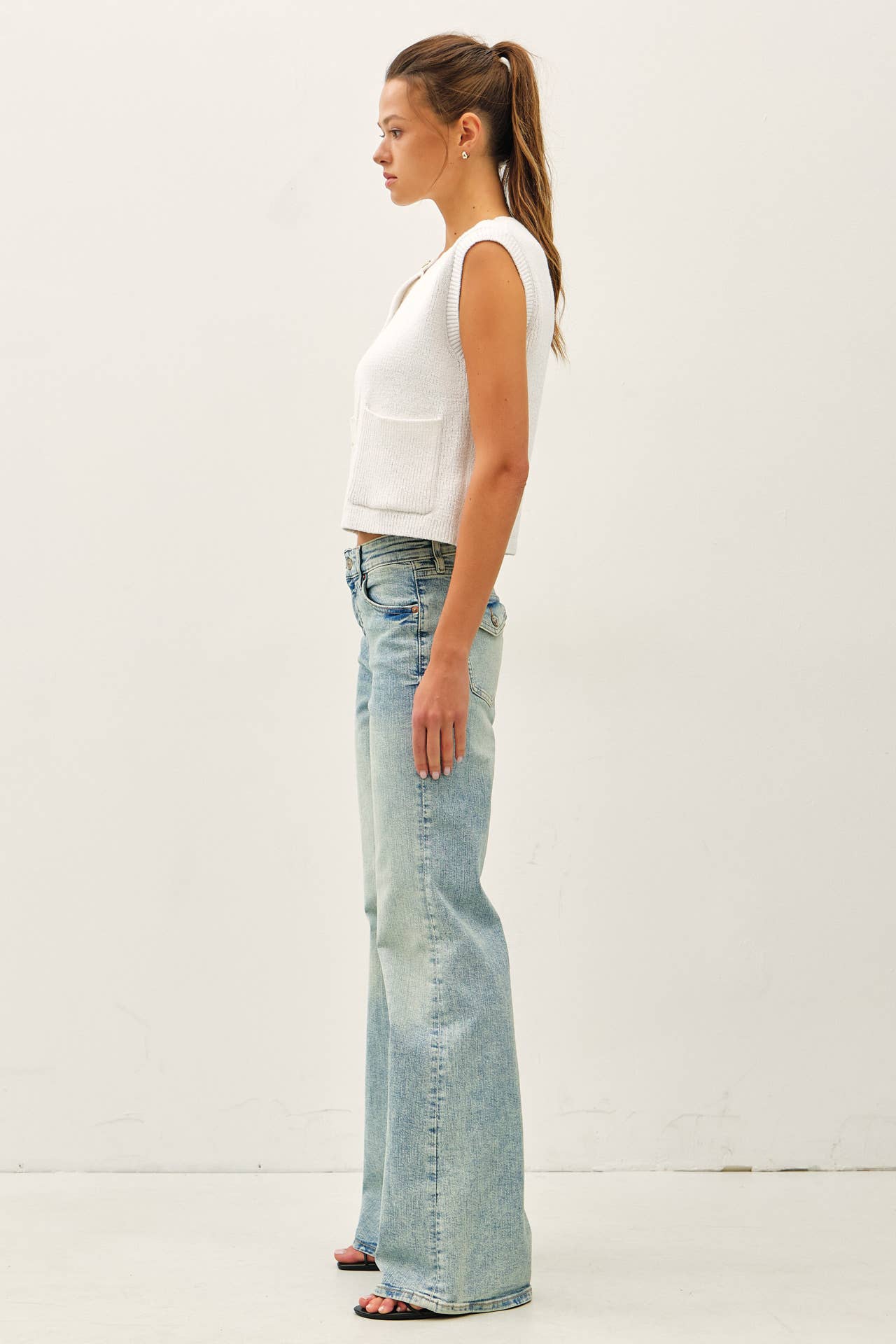 Ribbed Sweater Vest with Pockets