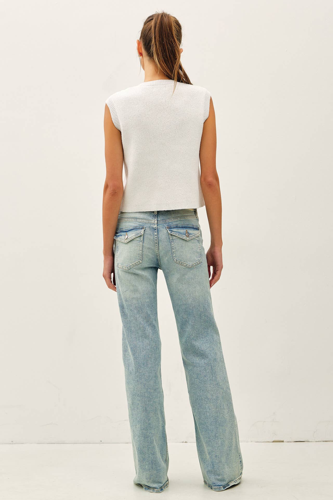 Ribbed Sweater Vest with Pockets