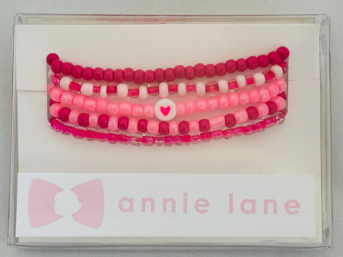 Pink Beaded Bracelets - Set of 5