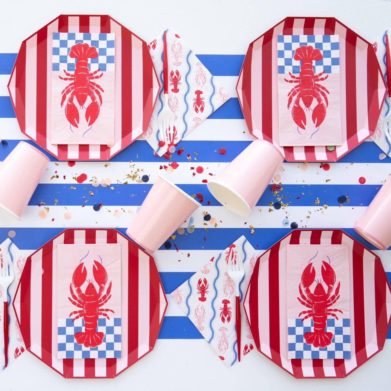 Pink & Red Signature Cabana Stripe Plates