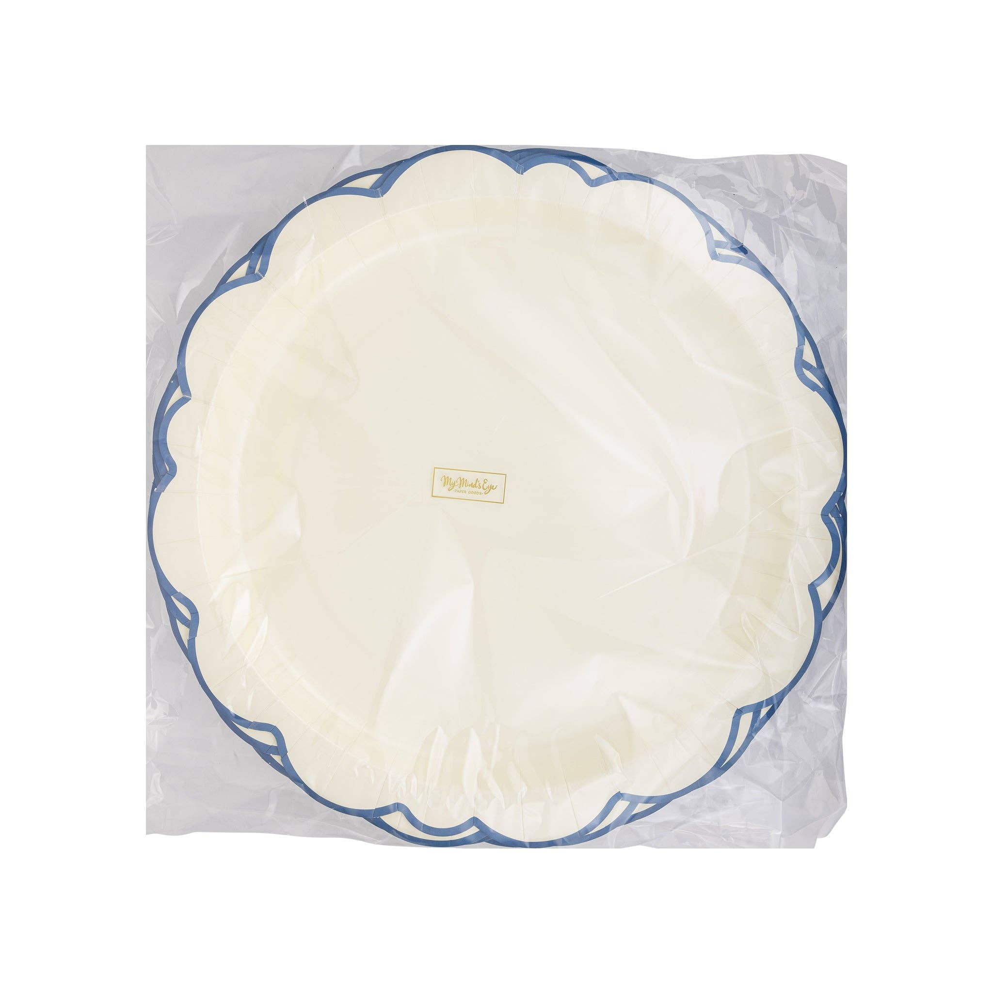Pembroke Cream with Blue Edge Paper Plate