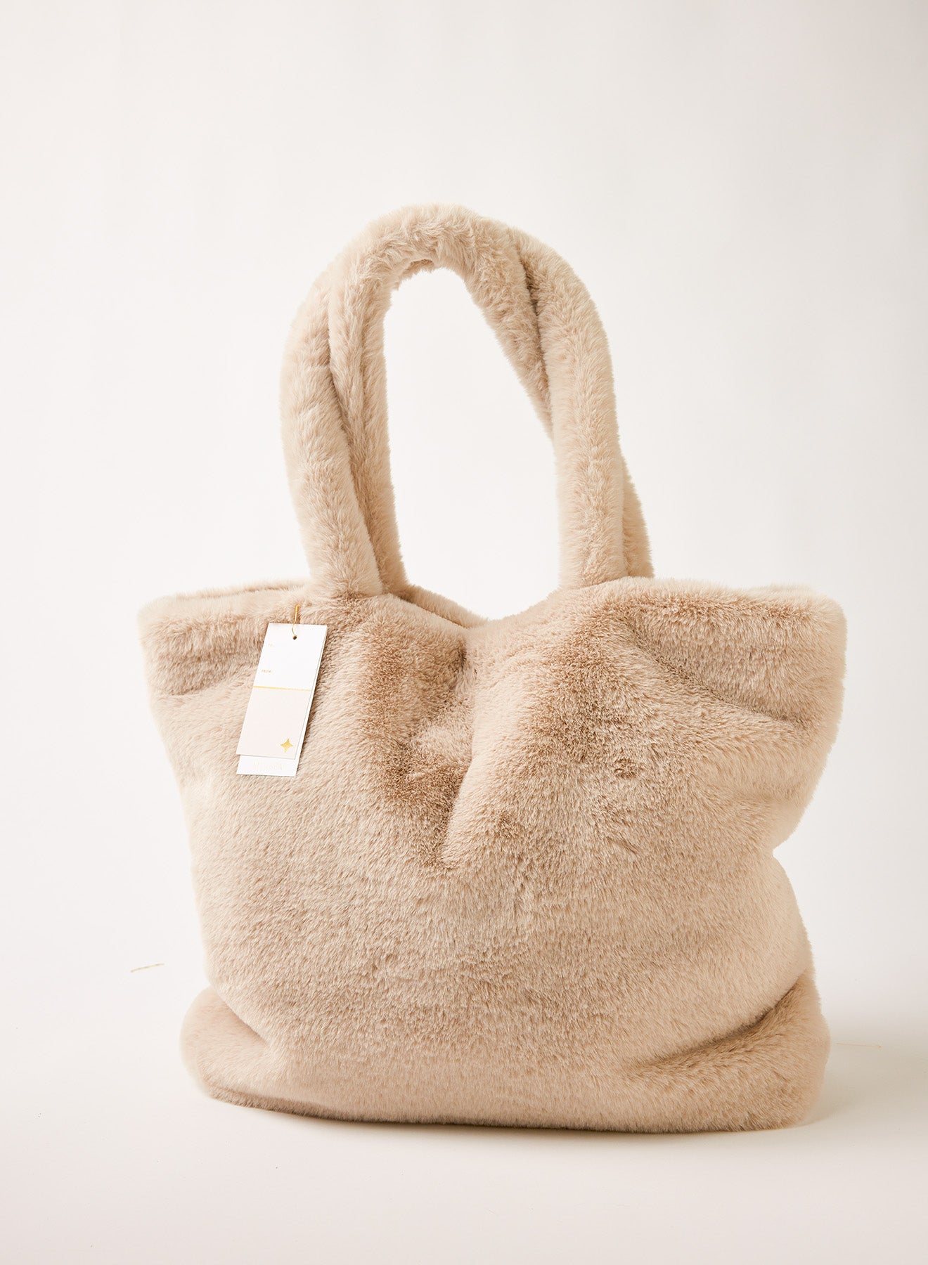 Faux Fur Tote - Oatmeal Cream