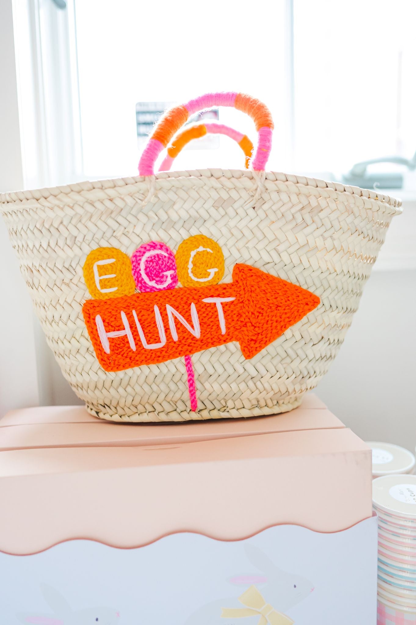 Bunny Basket - Handwoven Easter Basket