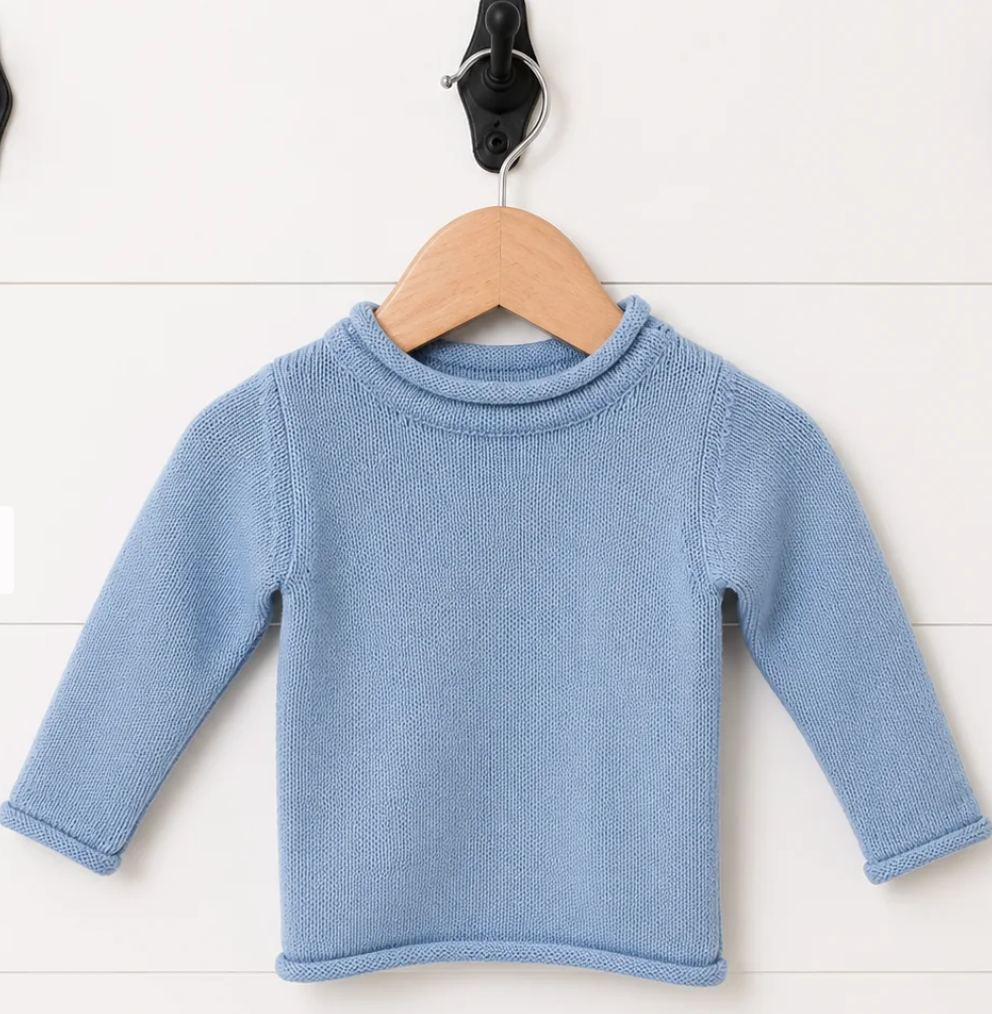 Light blue embroidered baby and toddler sweater