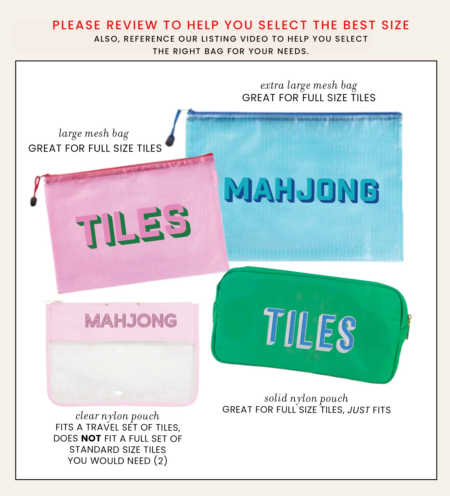 Mahjong Tiles Nylon Pouch