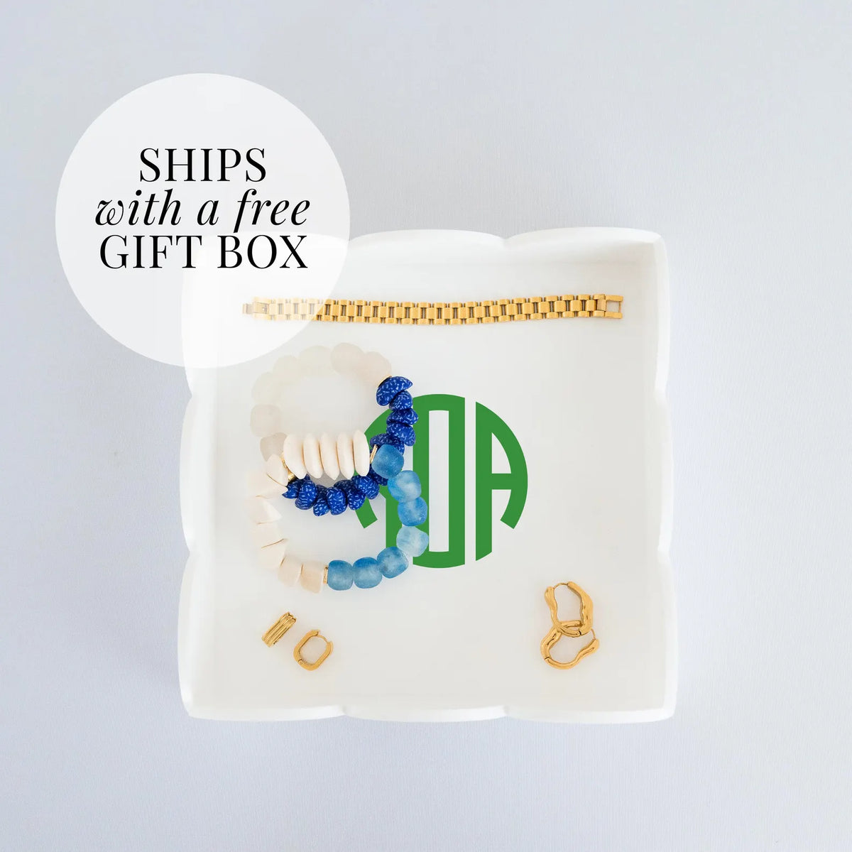 Personalized acrylic scalloped catchall tray with monogram