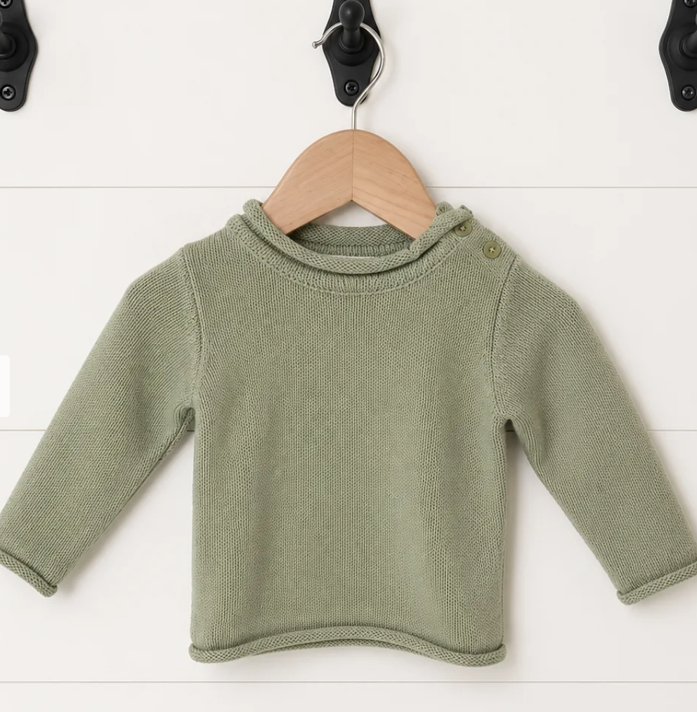 Sage green personalized toddler knit sweater