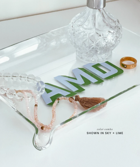 Acrylic Catchall Tray - Drop Shadow Font