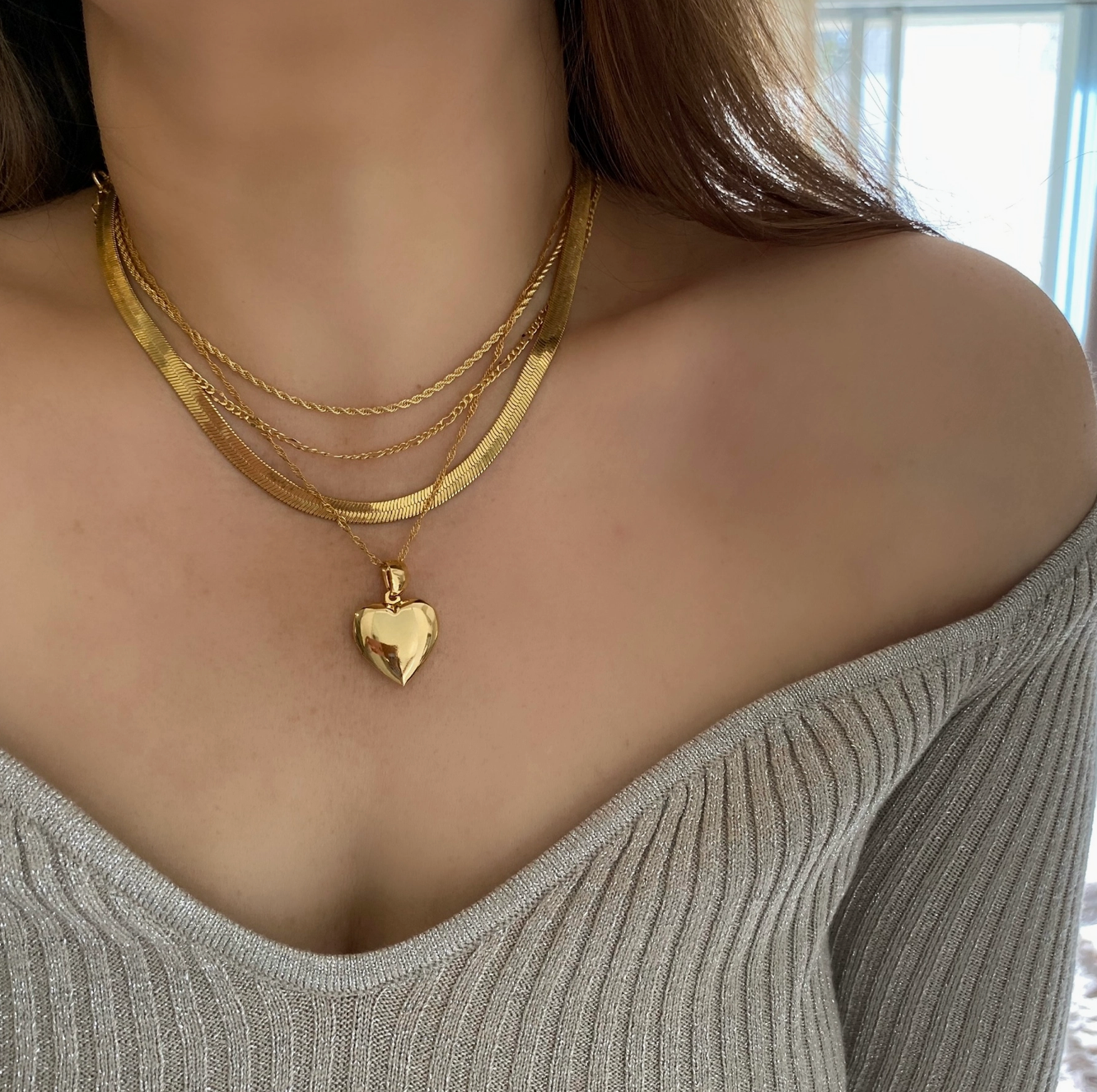 Heart Locket Necklace 18k Gold Filled Heart Shape Pendant