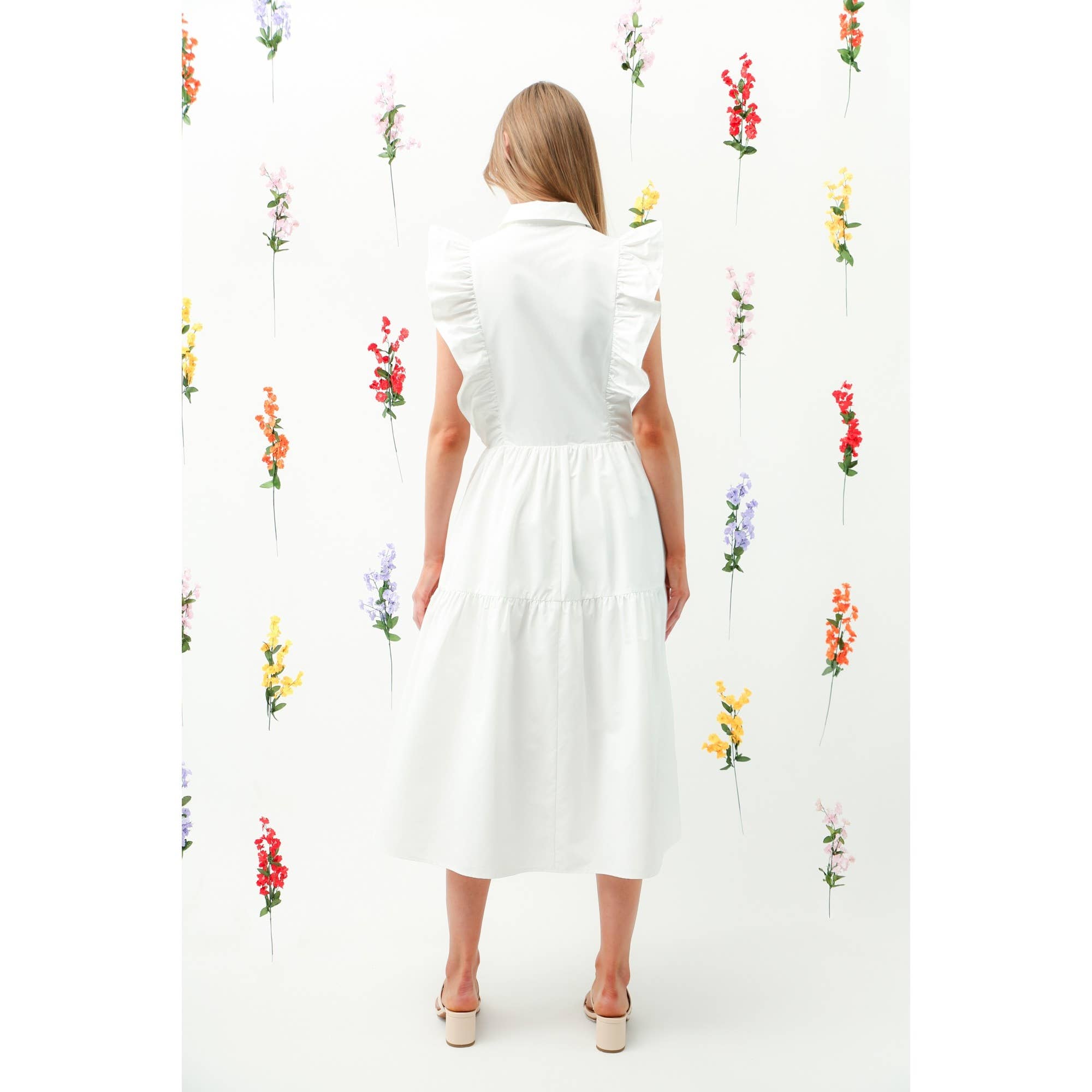 Ruffle Sleeve Tiered Midi Dress