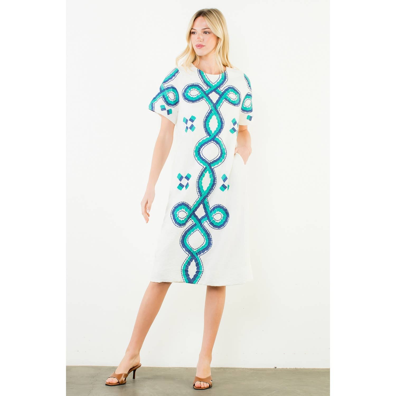 Short Sleeve Embroidered Dress