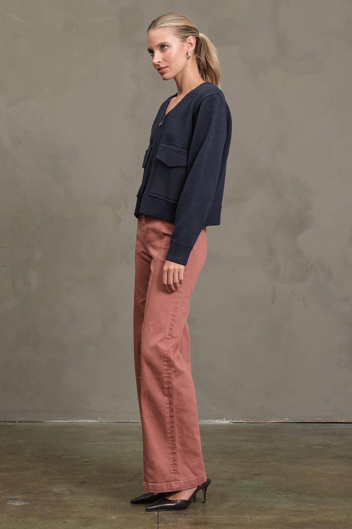 Utility Pocket Knit Zip-Up Cardigan