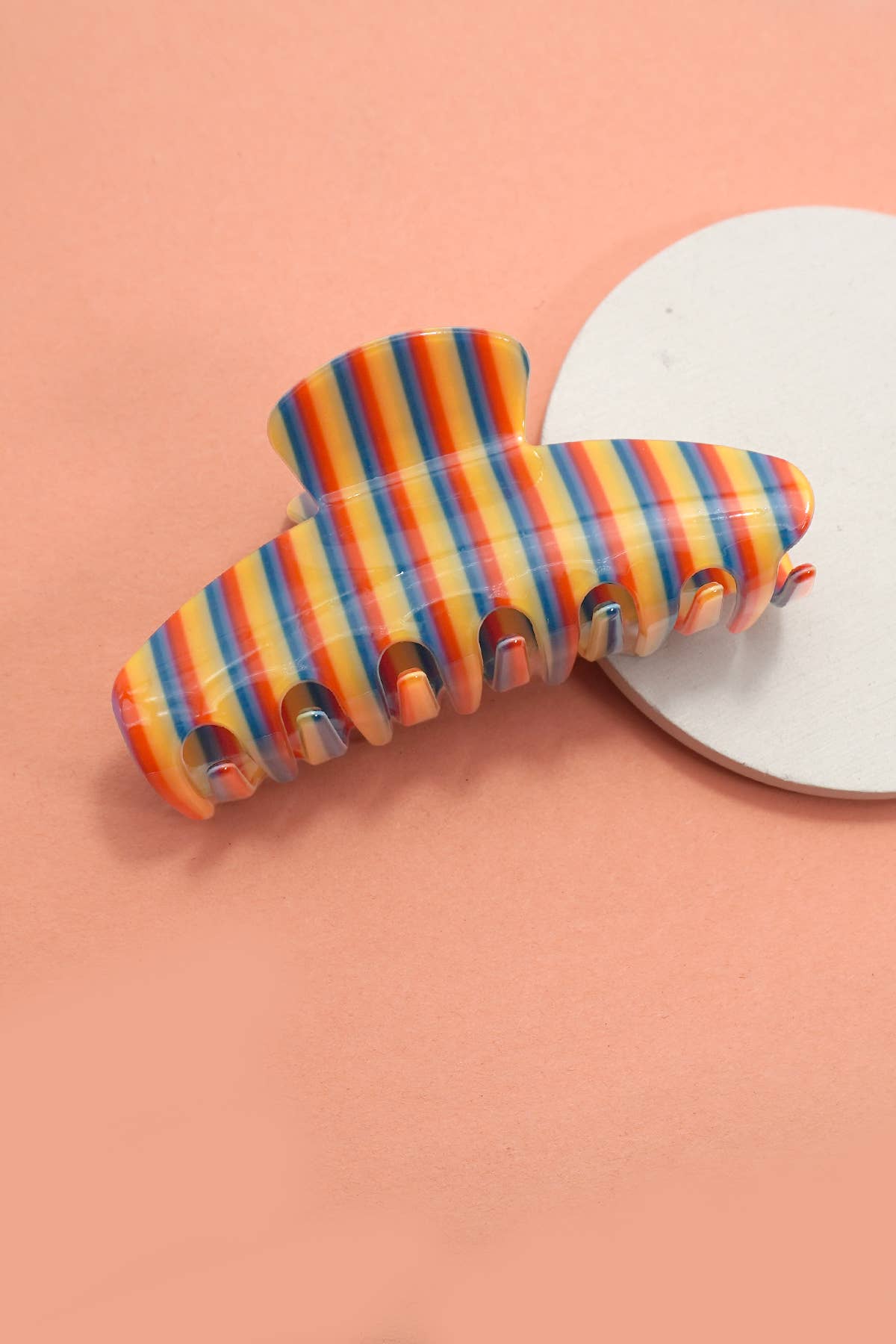 Jumbo Stripe Plaid Oval Hair Claw Clips
