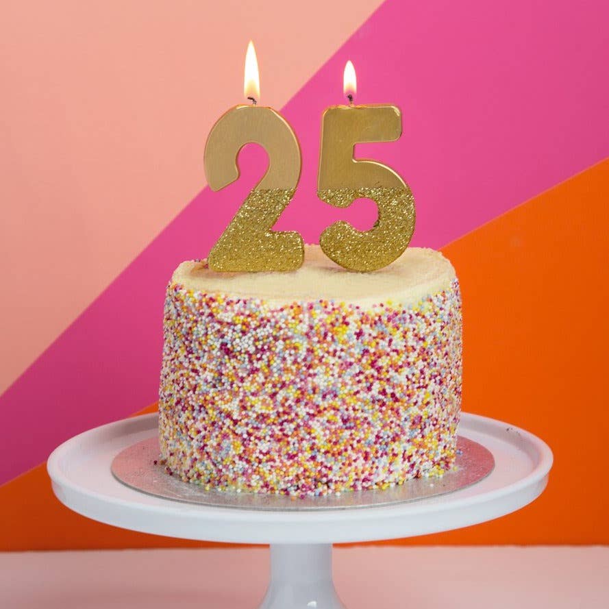 We Heart Birthdays Gold Glitter Number Candle Starter Kit