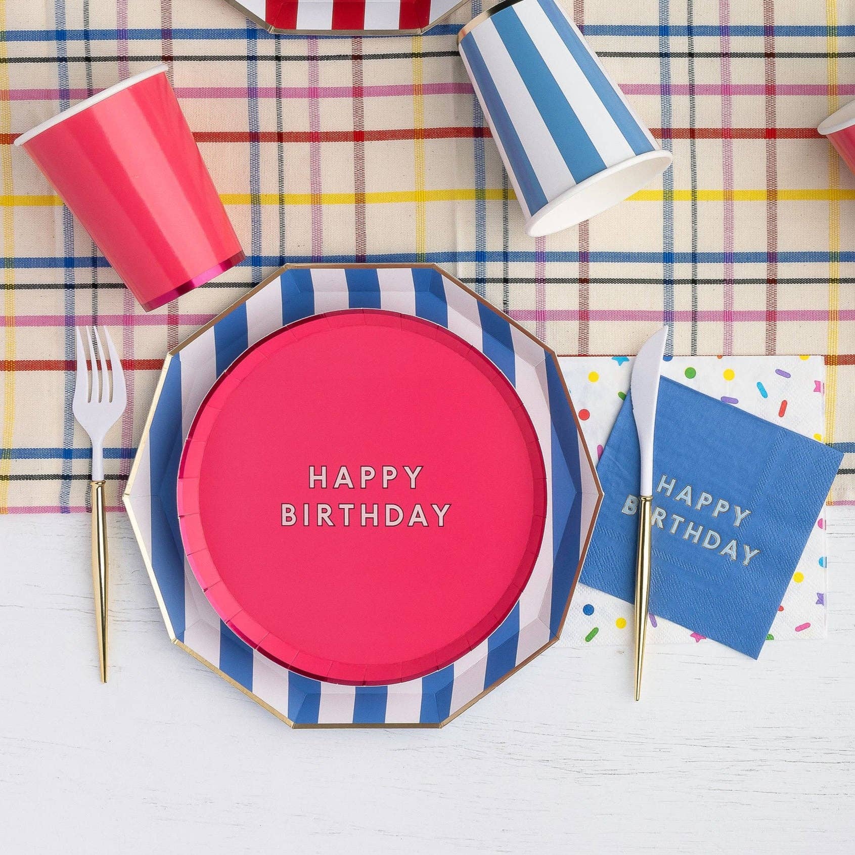 Palisades Blue Signature Cabana Stripe Plates