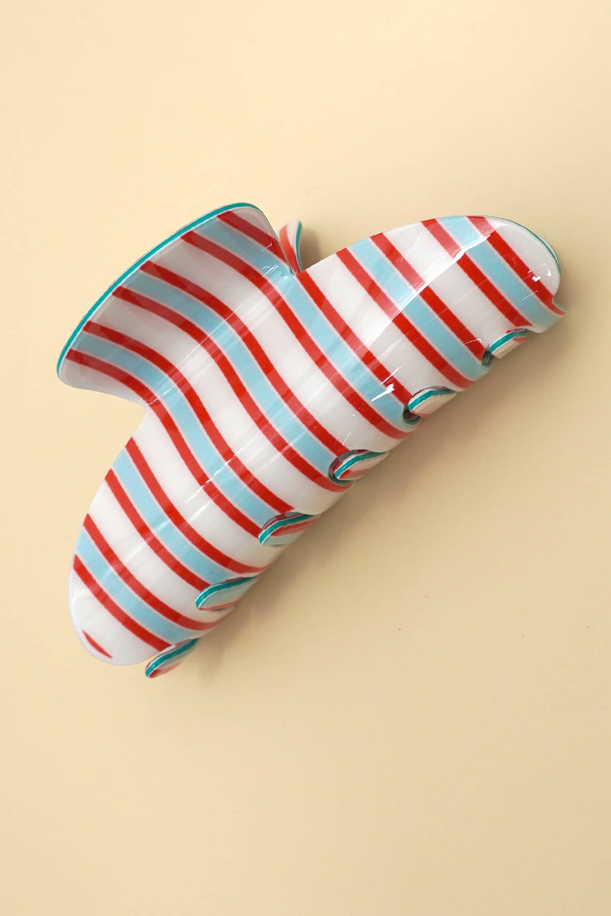 Jumbo Stripe Plaid Oval Hair Claw Clips