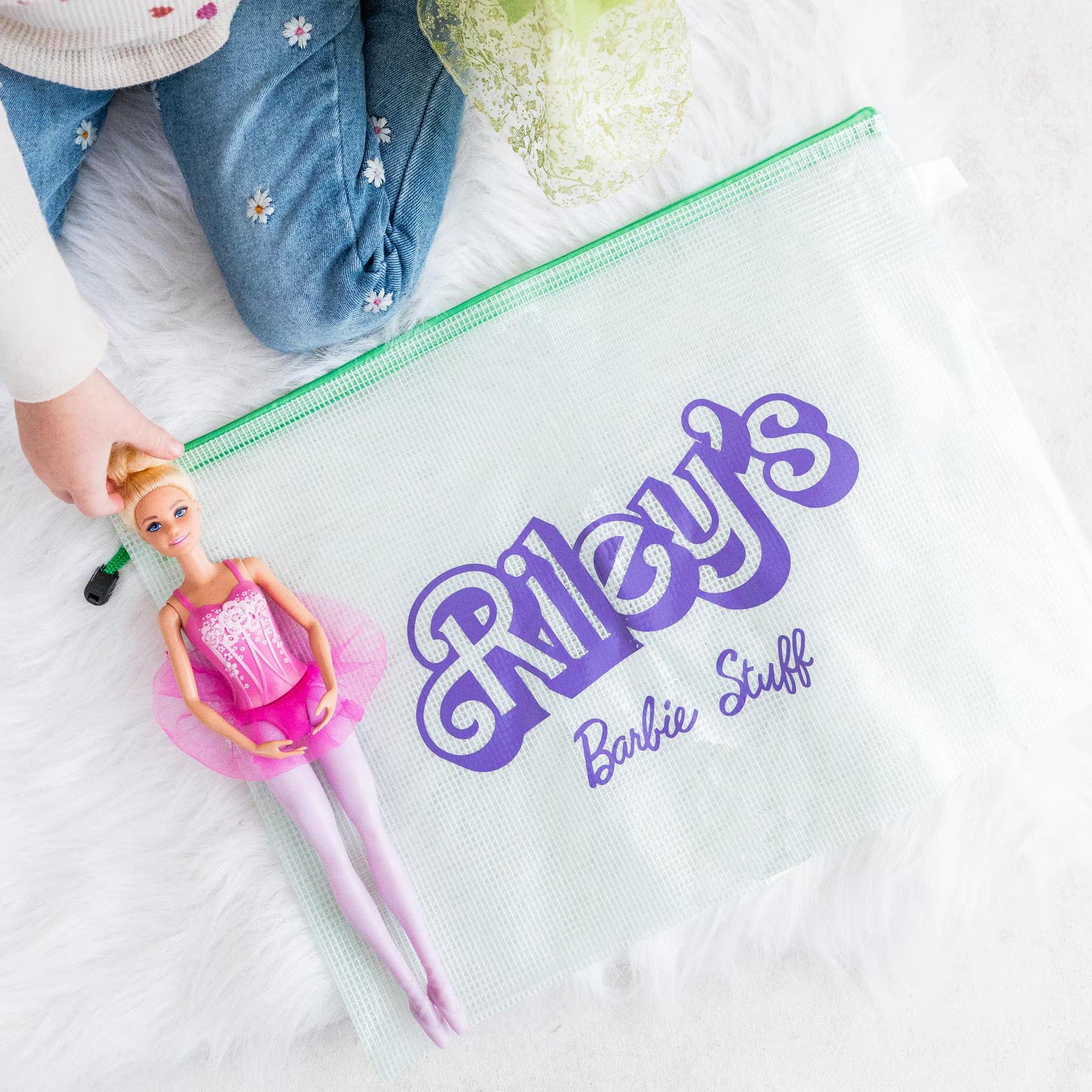 Personalized Mesh Pouches for Barbie Dolls Organization