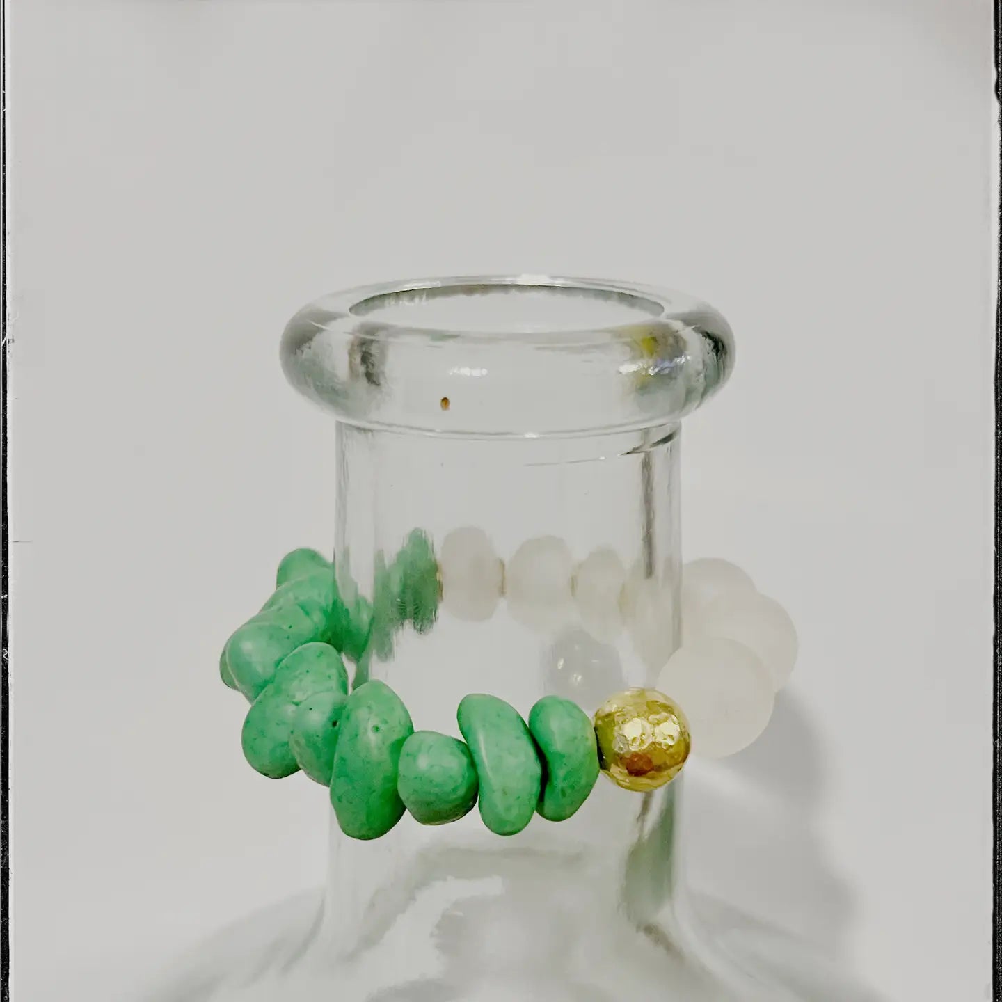 Recycled Canoe Glass Bead Stretch Stacking Bracelet - Green