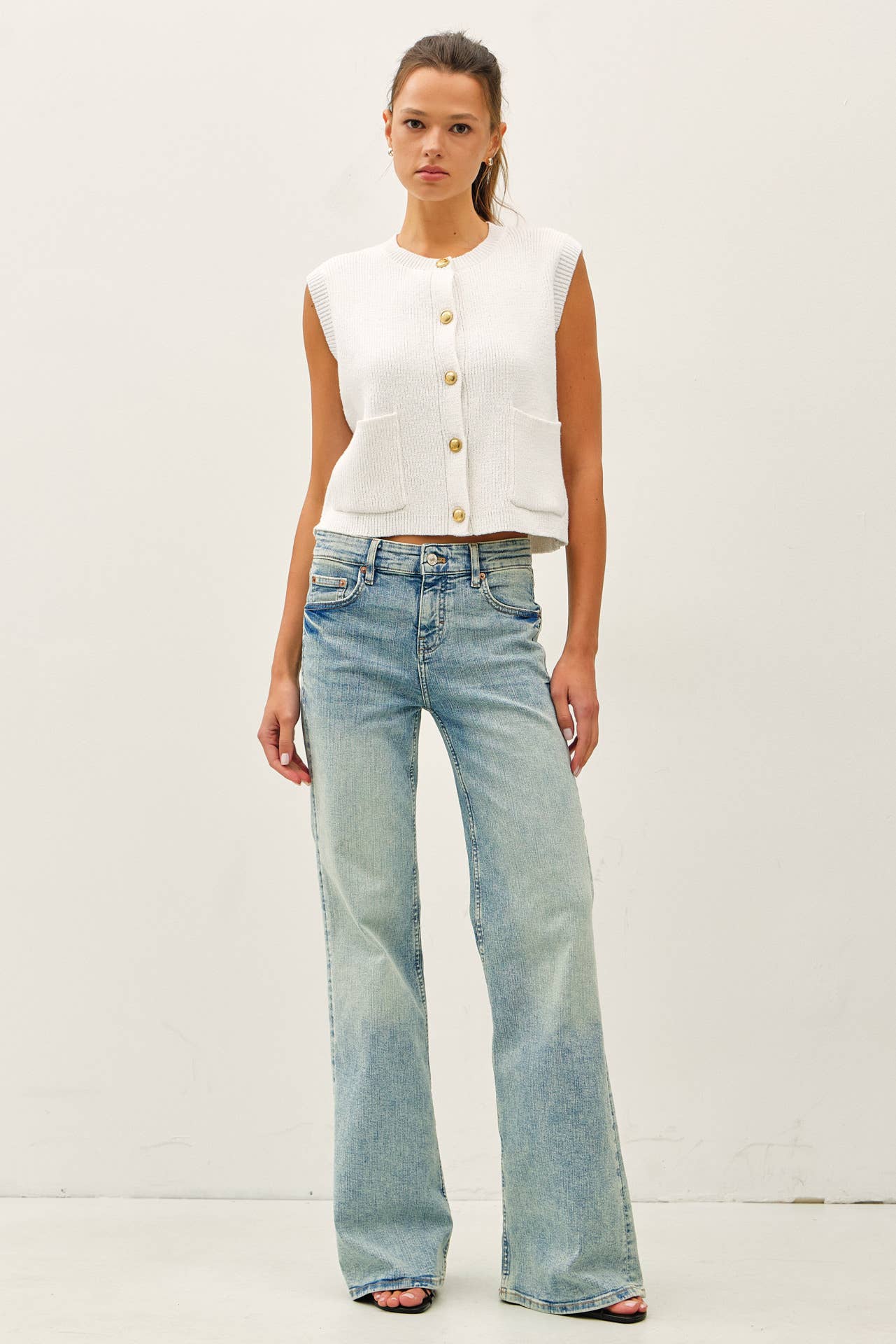 Ribbed Sweater Vest with Pockets