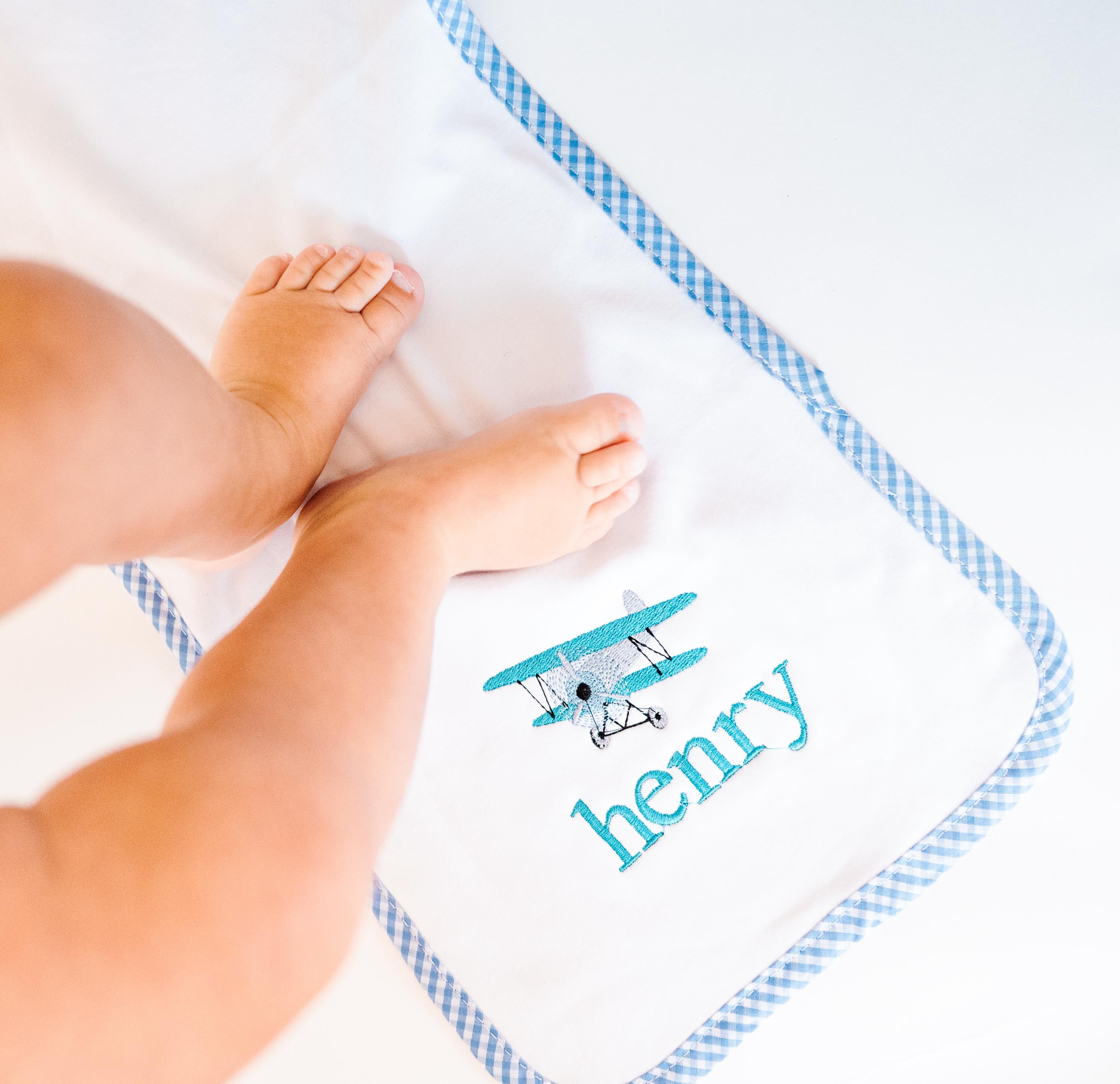 Gingham Bib and Burp Cloth for Baby and Toddler