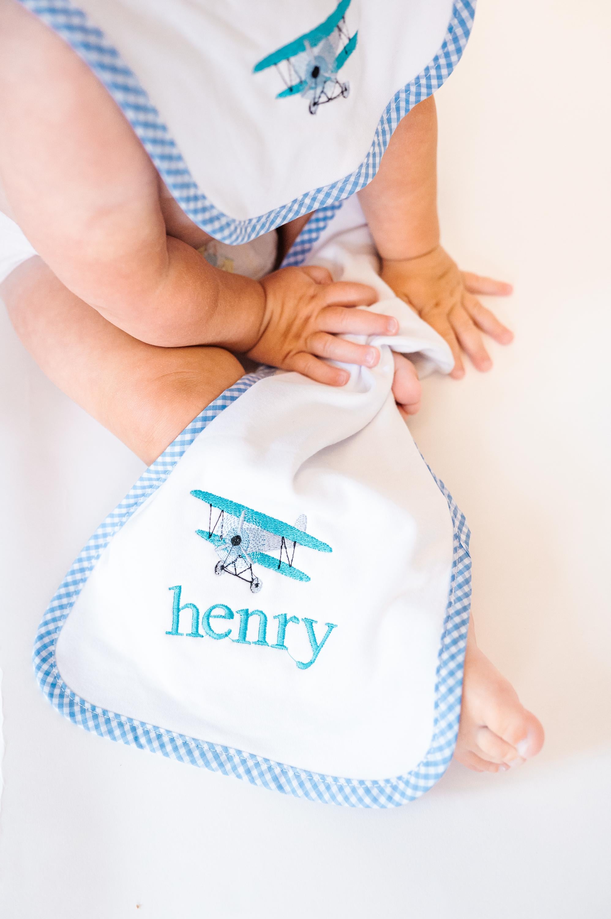 Gingham Bib and Burp Cloth for Baby and Toddler