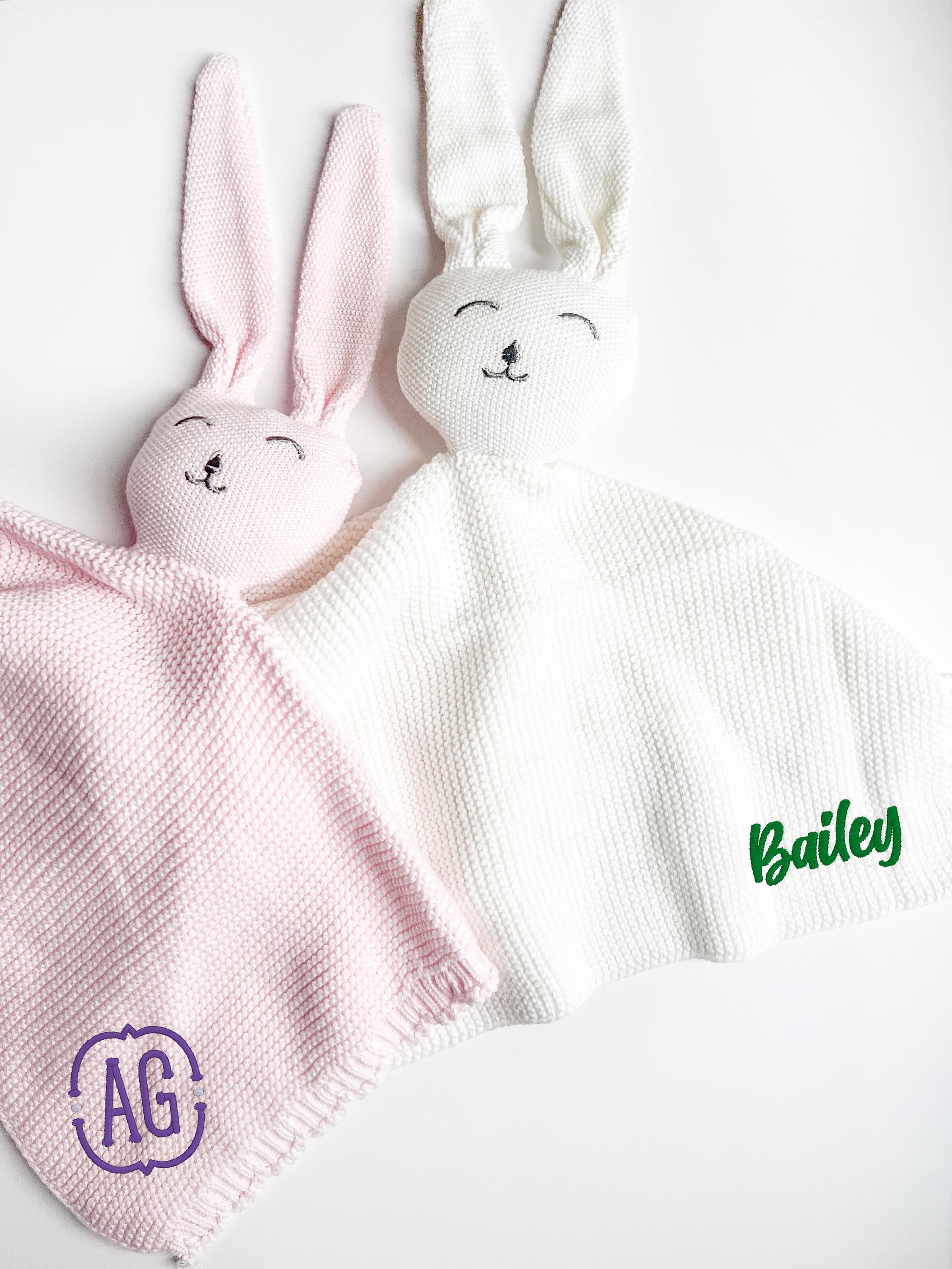 Bunny Lovey with Embroidery for Baby