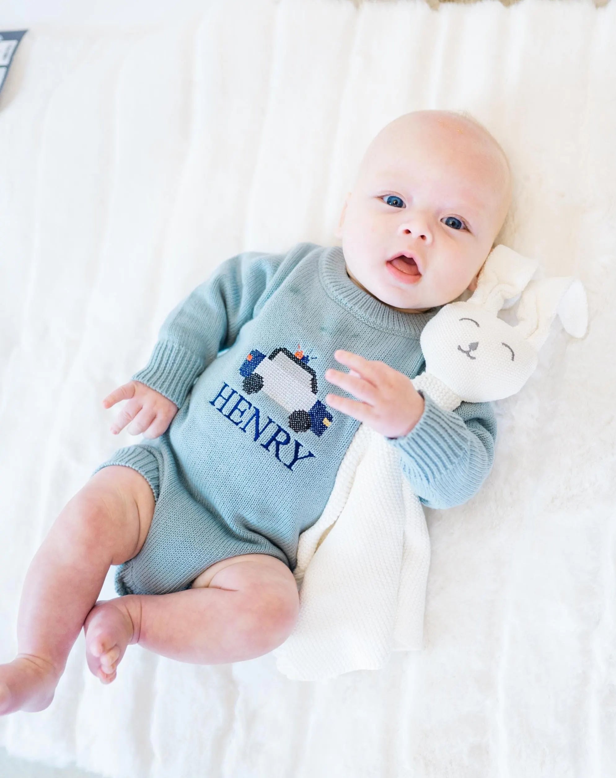 Bunny Lovey with Embroidery for Baby