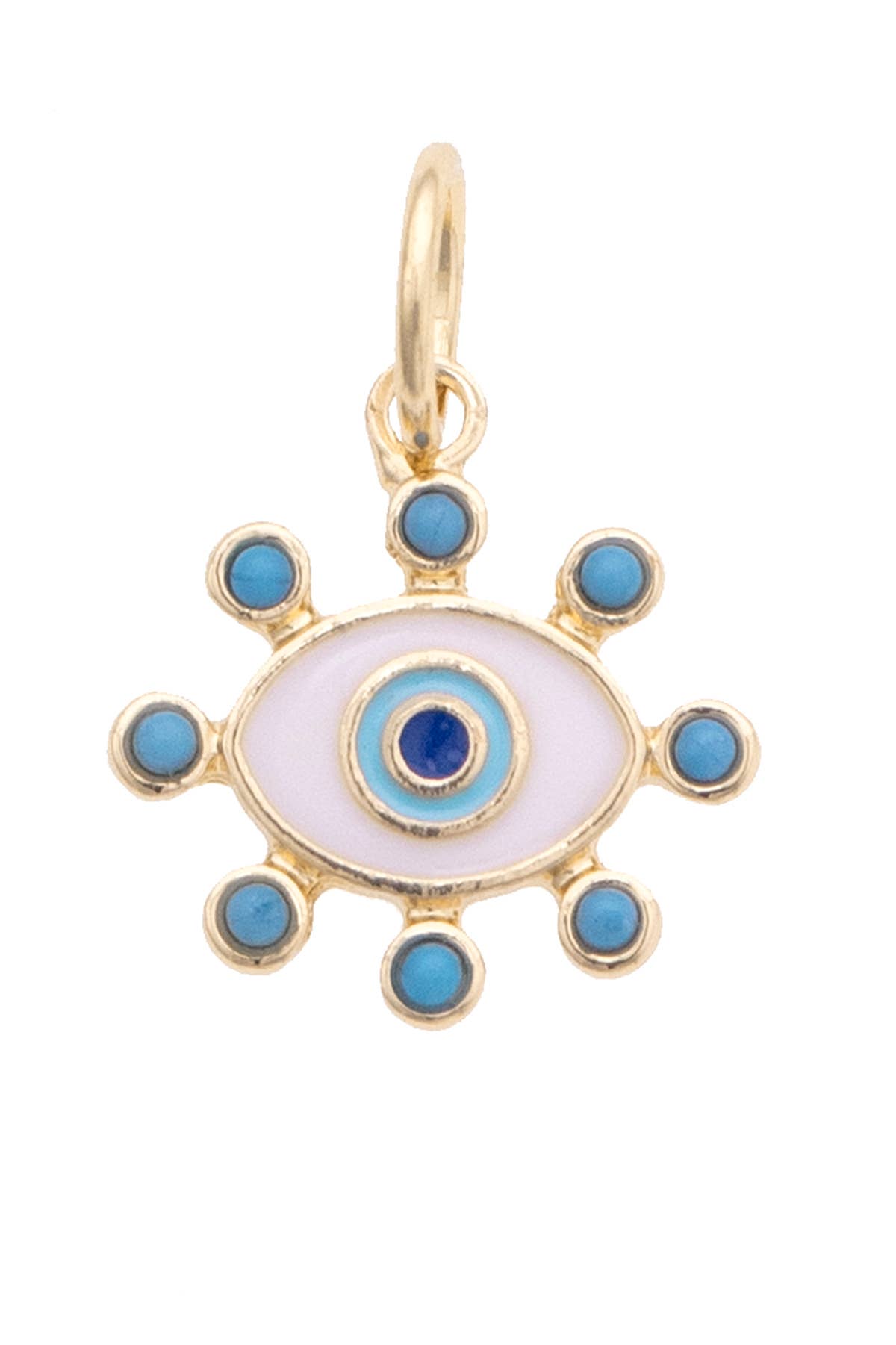 Studded Evil Eye Charm in Shiny Gold