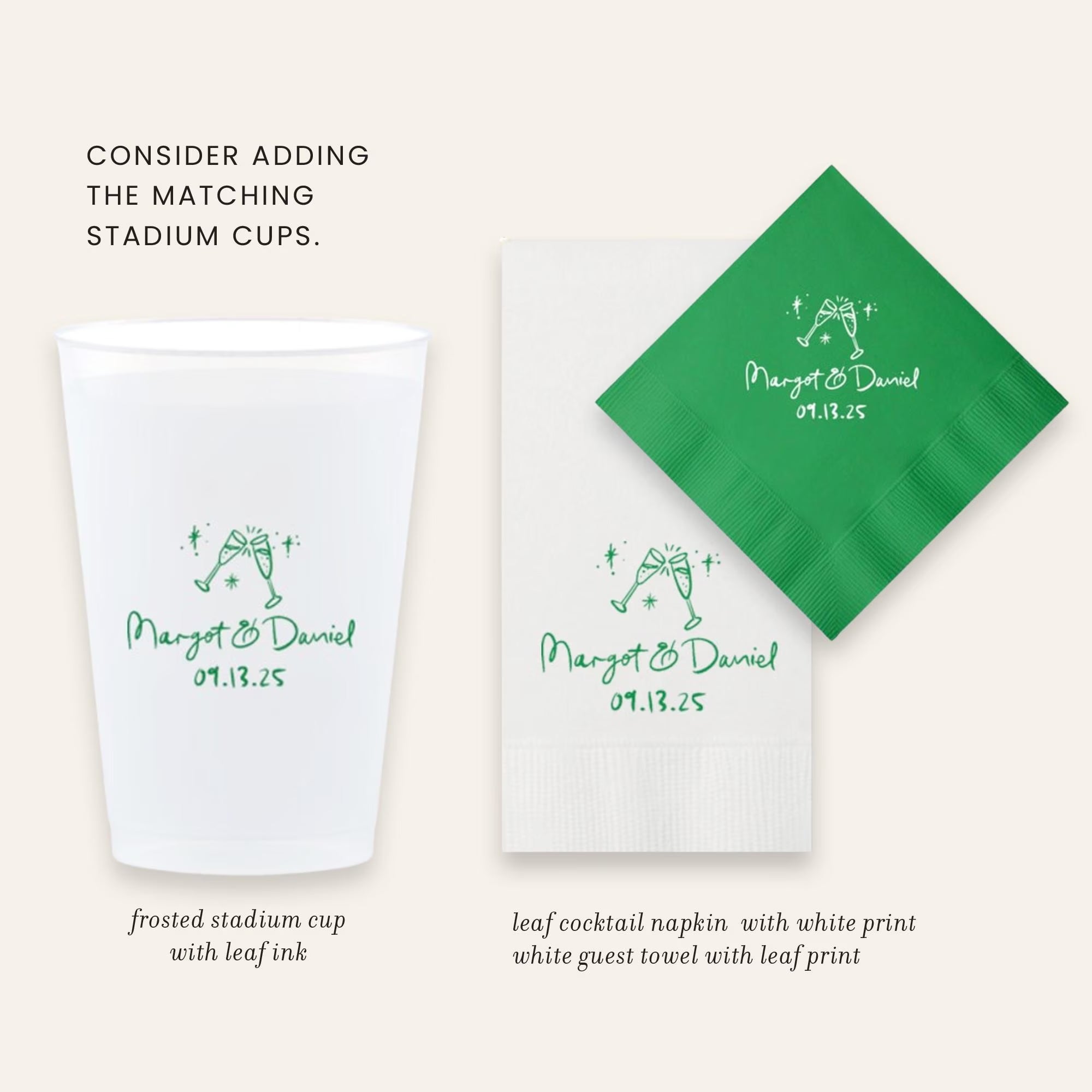 Custom Wedding Reception Frosted Cups