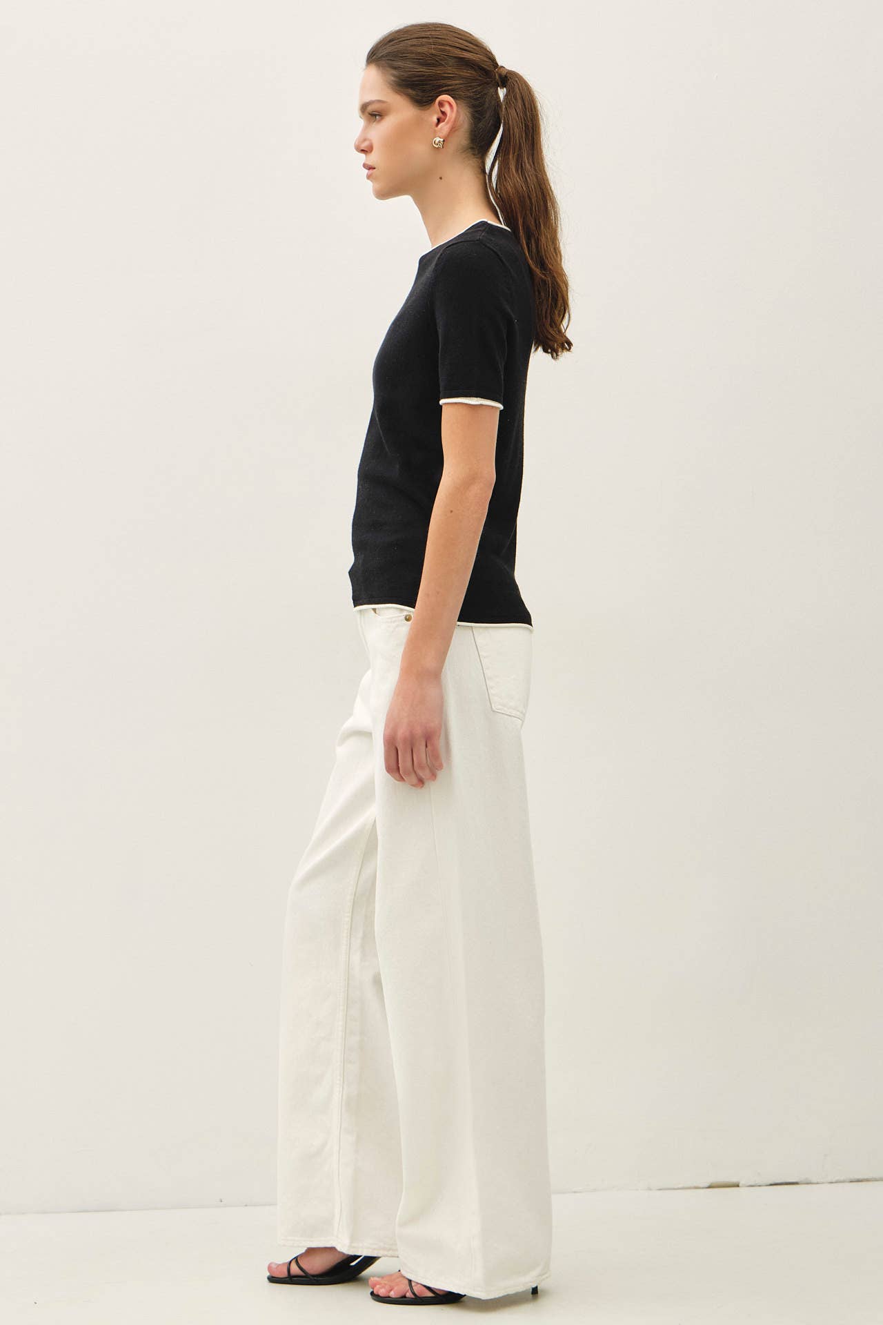 Layered Look Essential Short Sleeve Sweater Top
