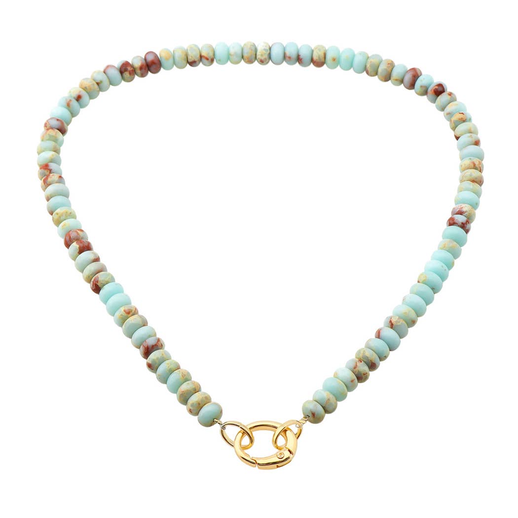 Carabiner Clip Stone Beaded Necklace
