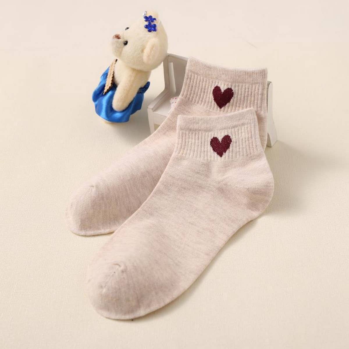 Cute Heart Cotton Ankle Socks Women Casual