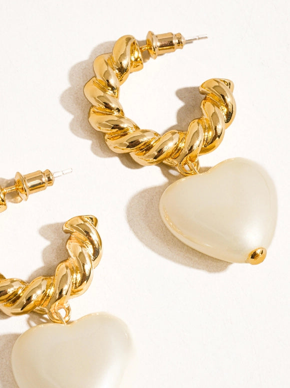Viviana 18K Gold Braided C-Hoop Heart Earring