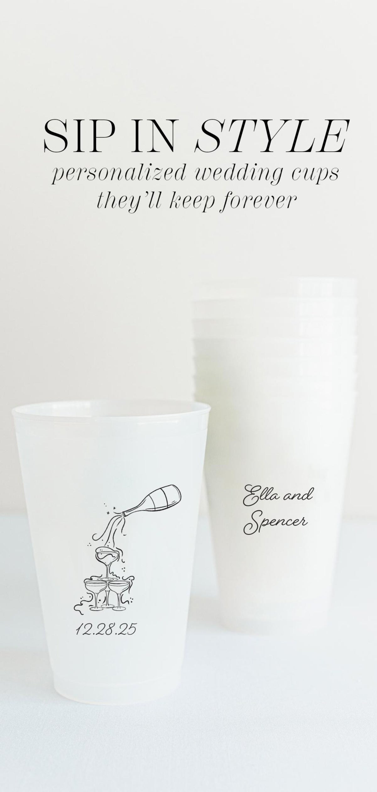Personalized Frosted Wedding Reception Cups