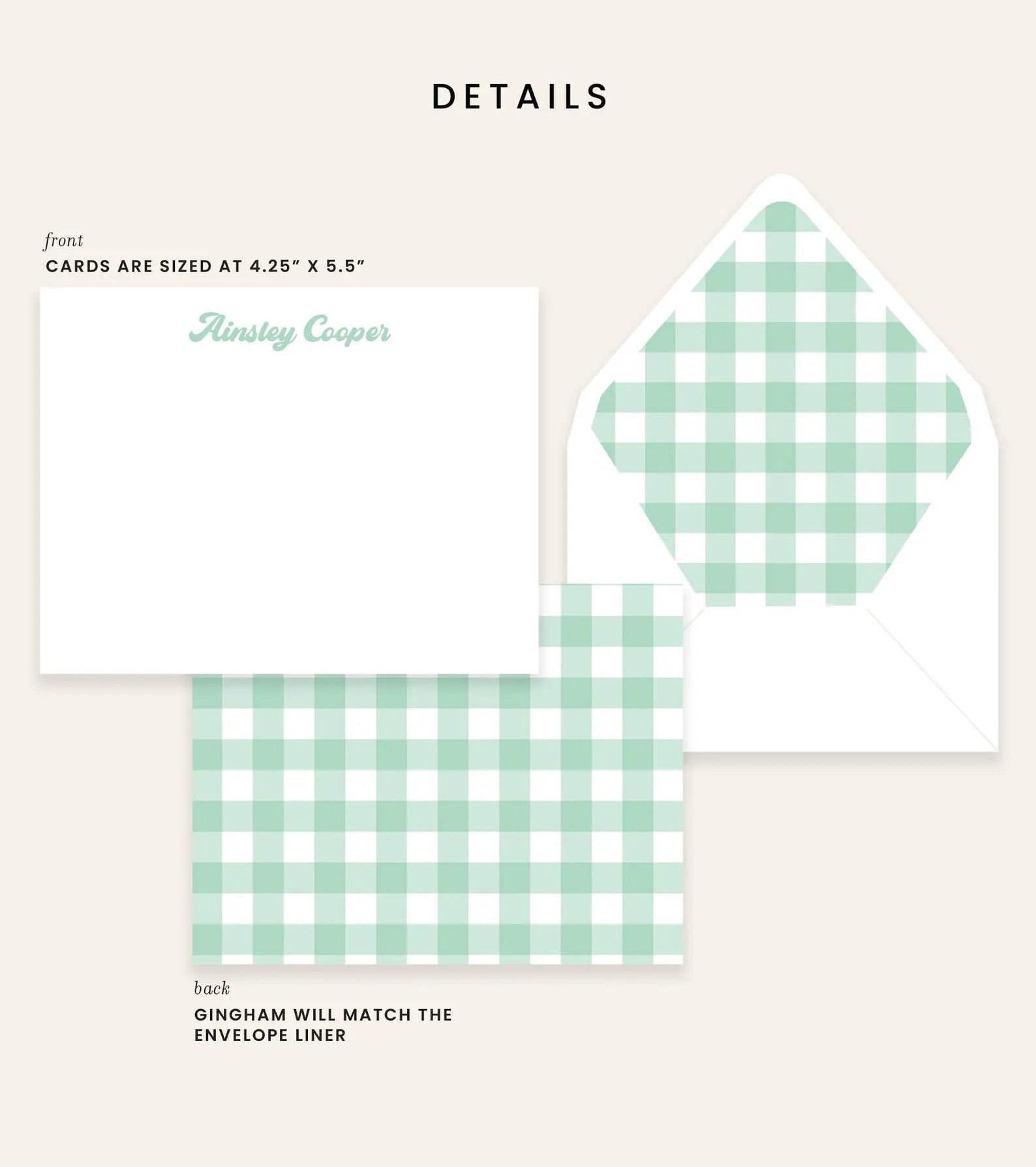 Gingham Print Monogrammed Stationery Set