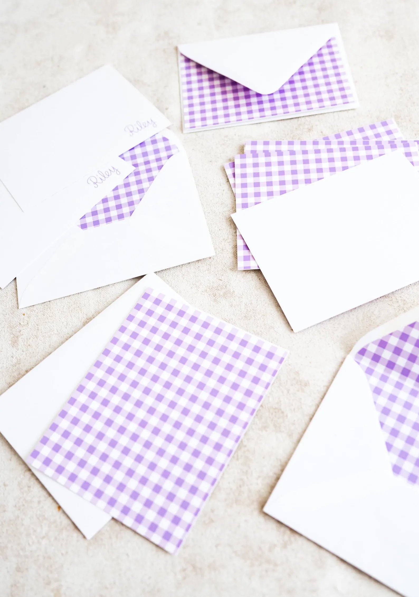 Gingham Print Monogrammed Stationery Set