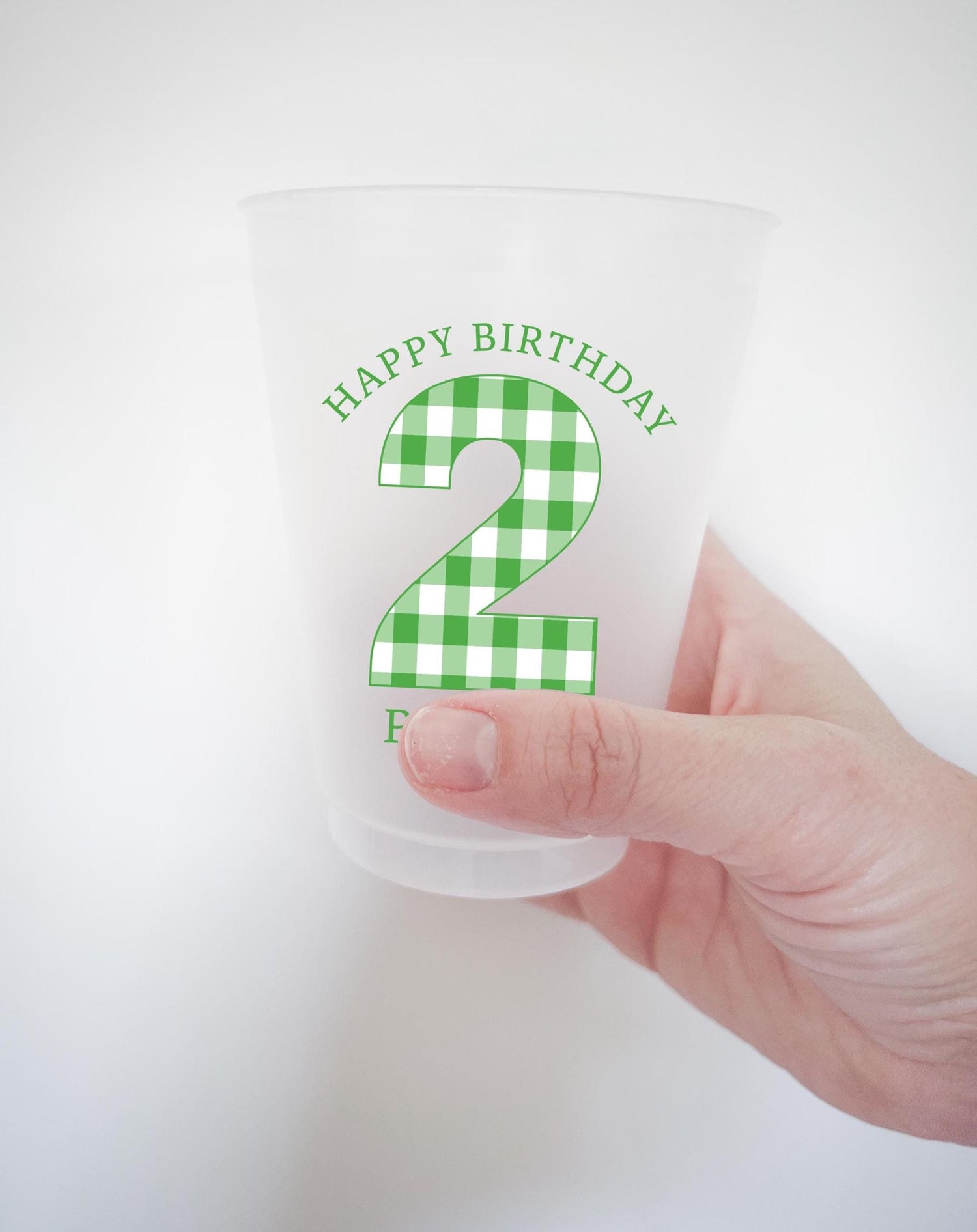 Custom Gingham Birthday Party Frosted Cups
