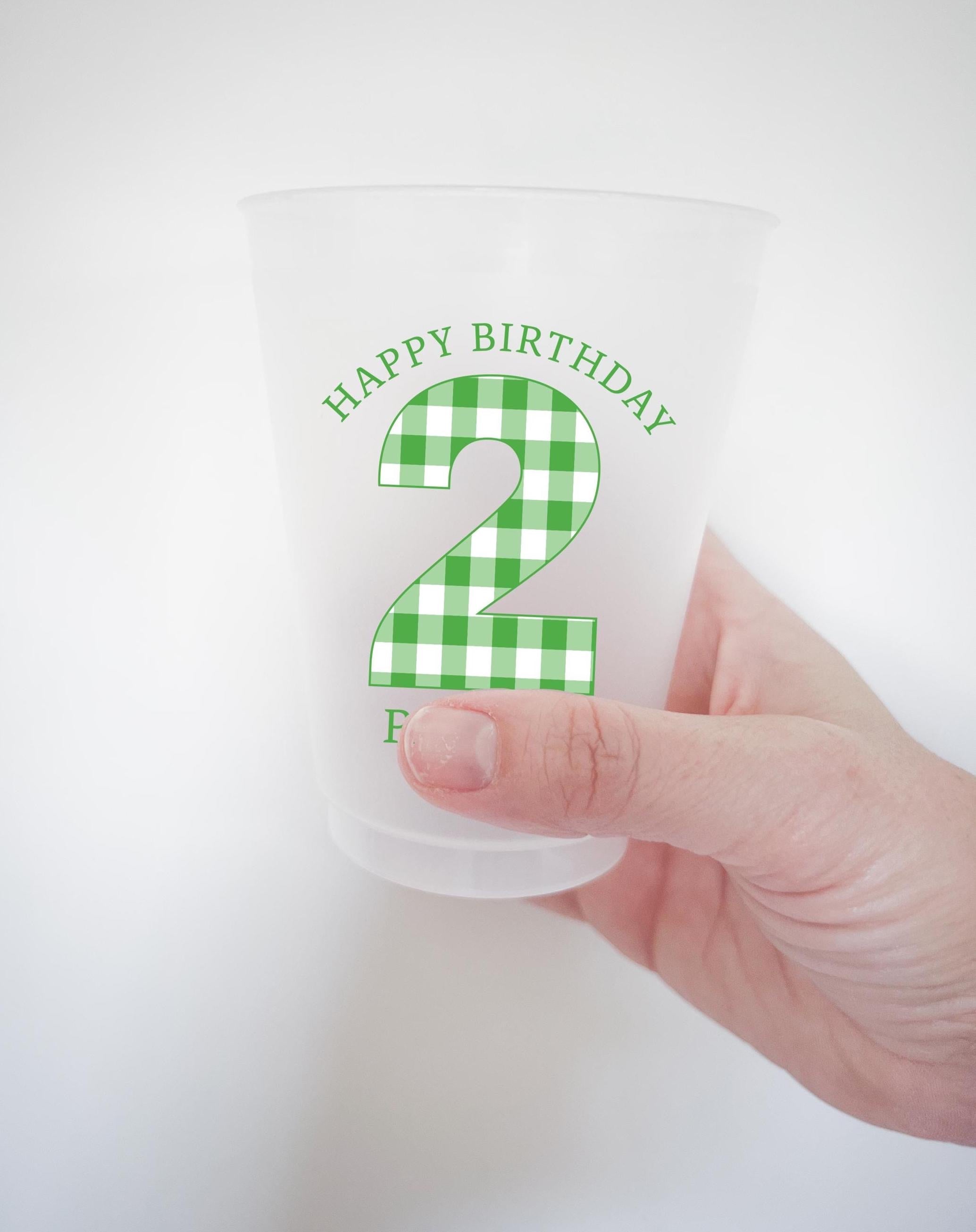 Custom Gingham Birthday Party Frosted Cups