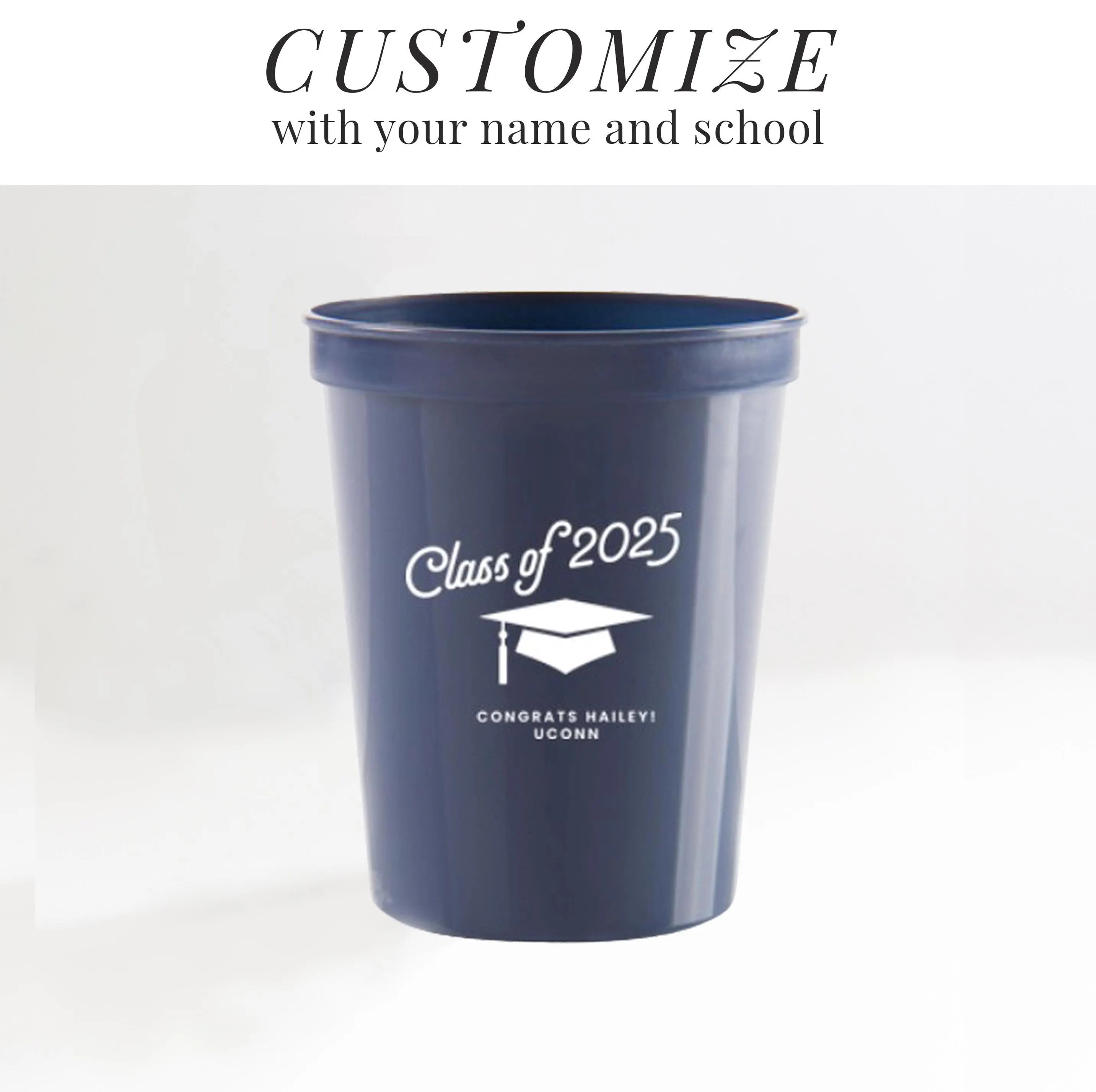 Custom Stadium Plastic Cups for Graduation