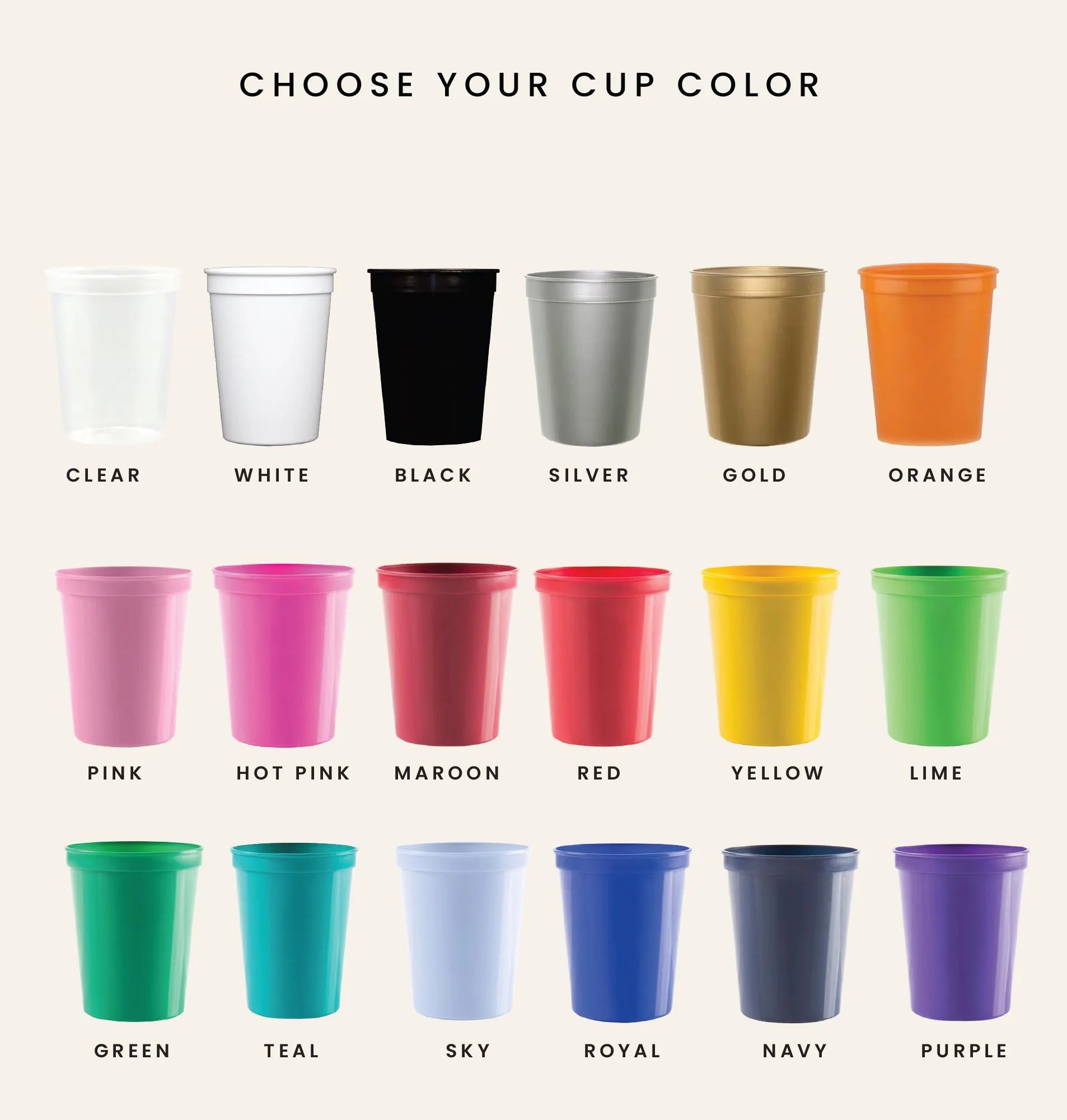 Cheers! Custom Wedding Colored Party Cups