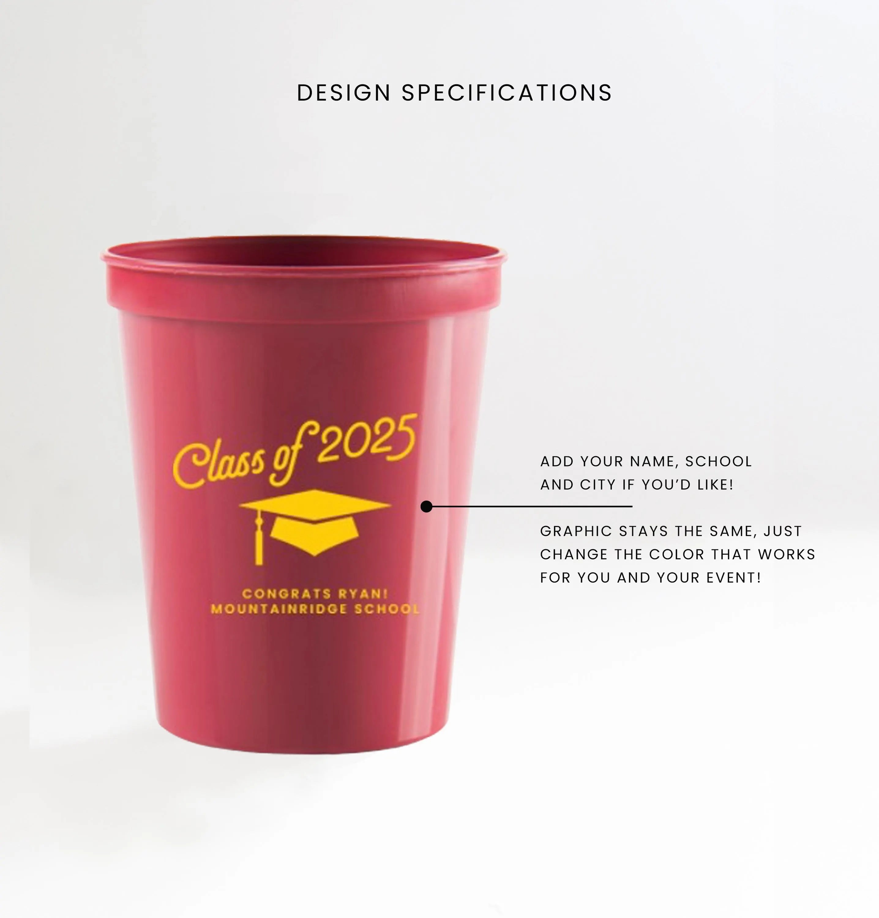 Custom Stadium Plastic Cups for Graduation
