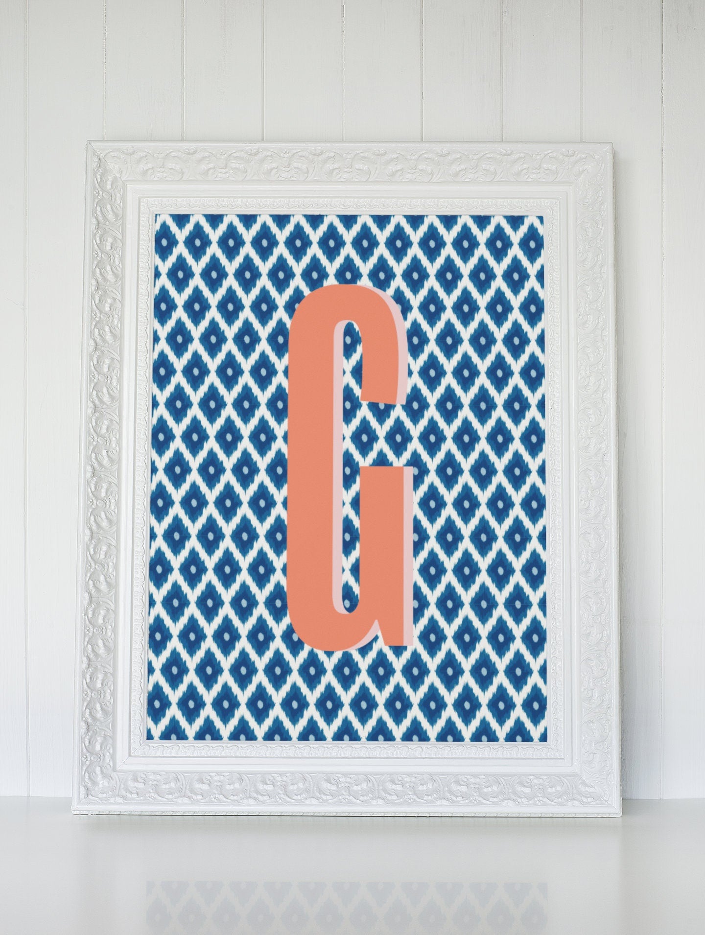 Ikat Initial Art Print